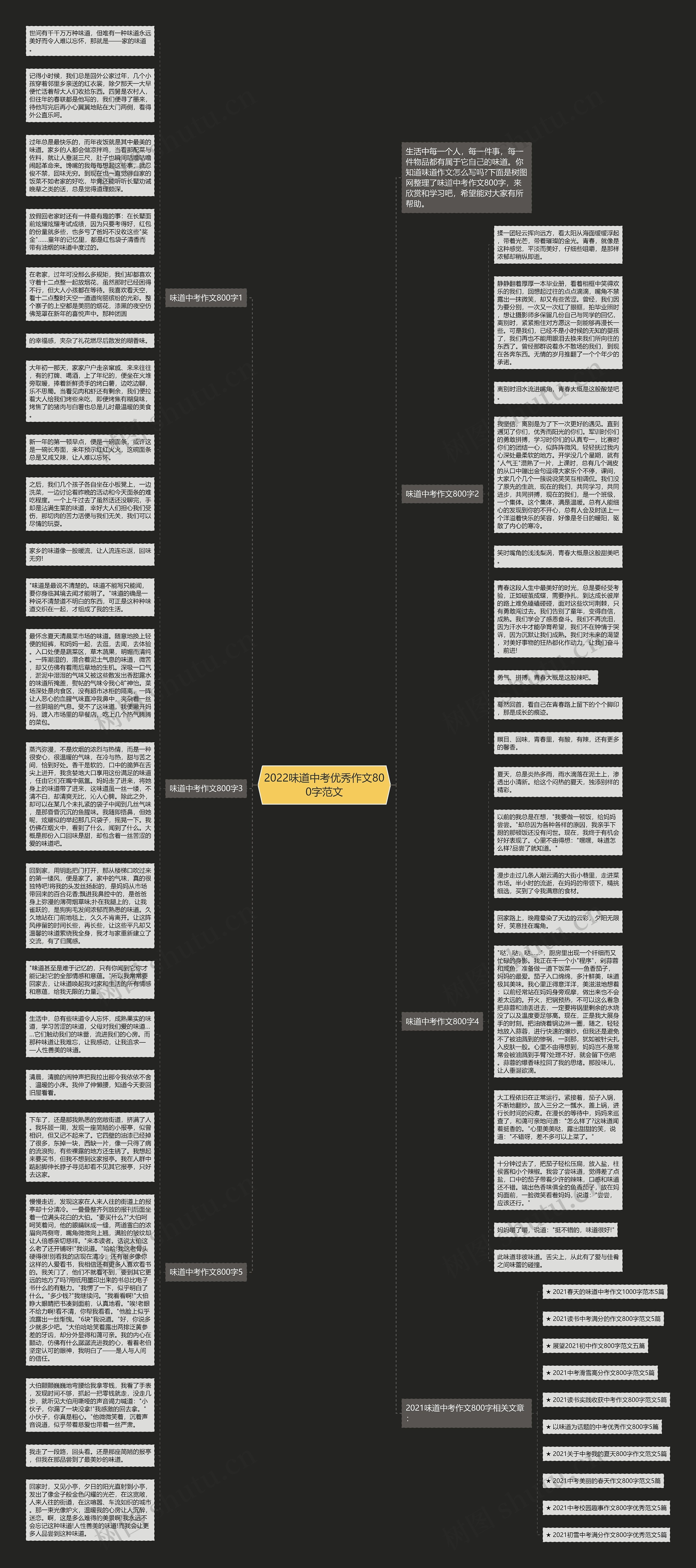 2022味道中考优秀作文800字范文思维导图