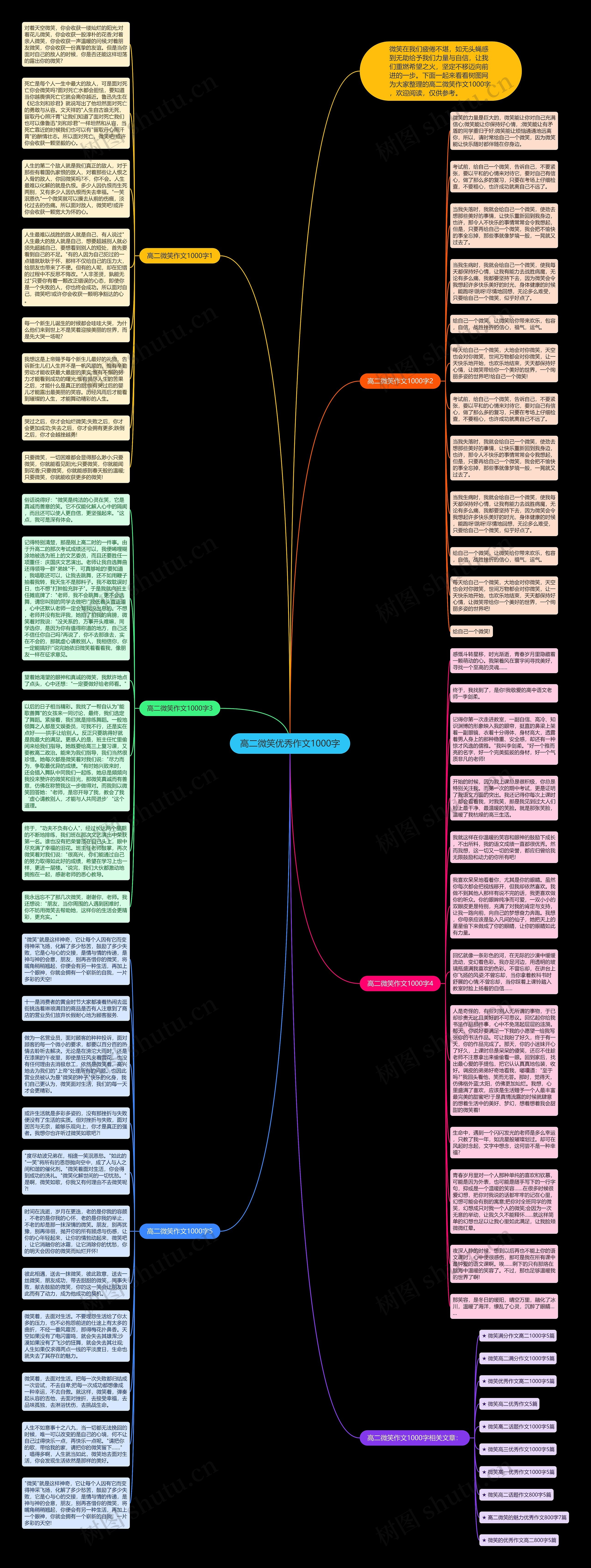 高二微笑优秀作文1000字思维导图