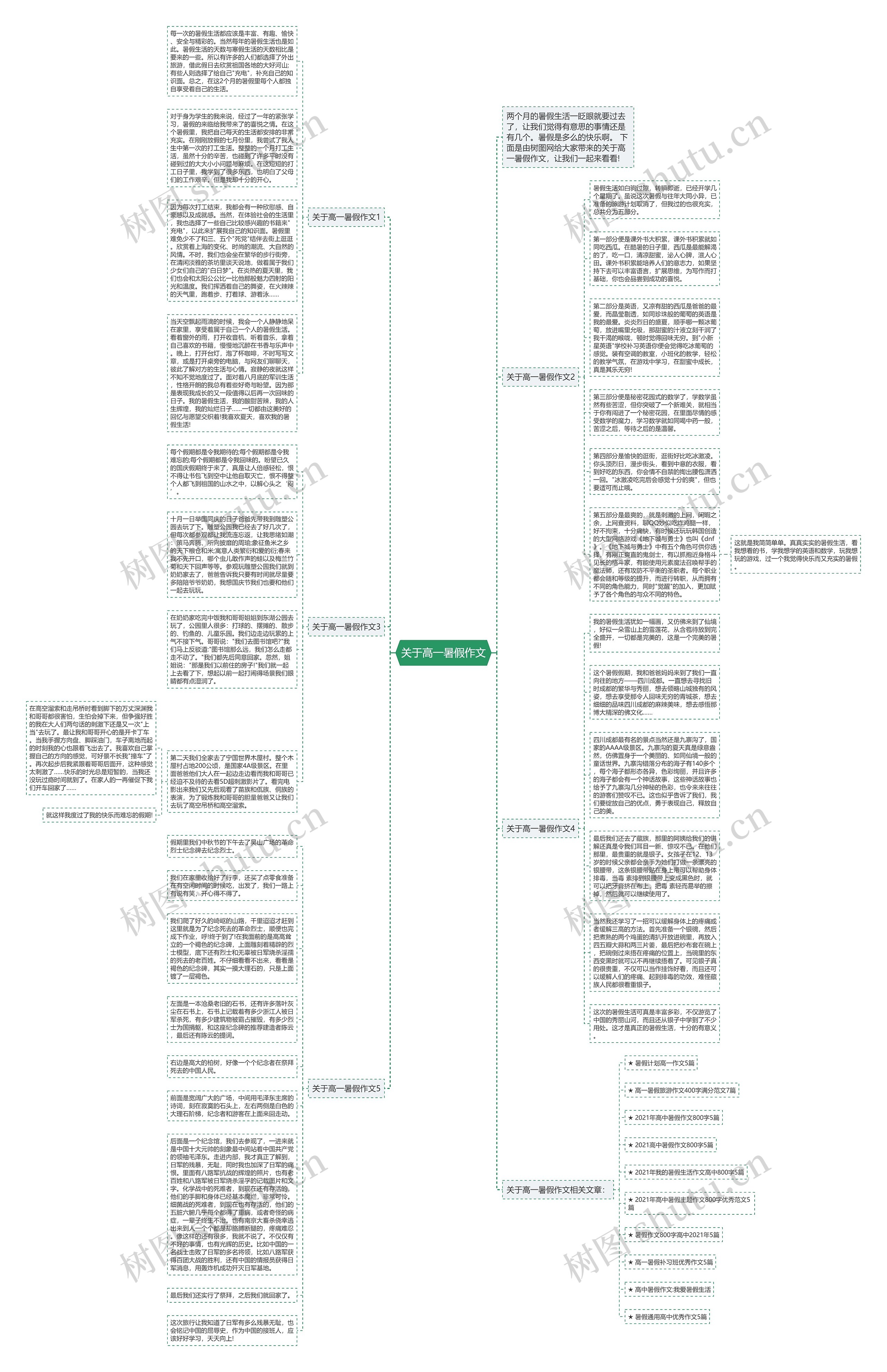 关于高一暑假作文思维导图