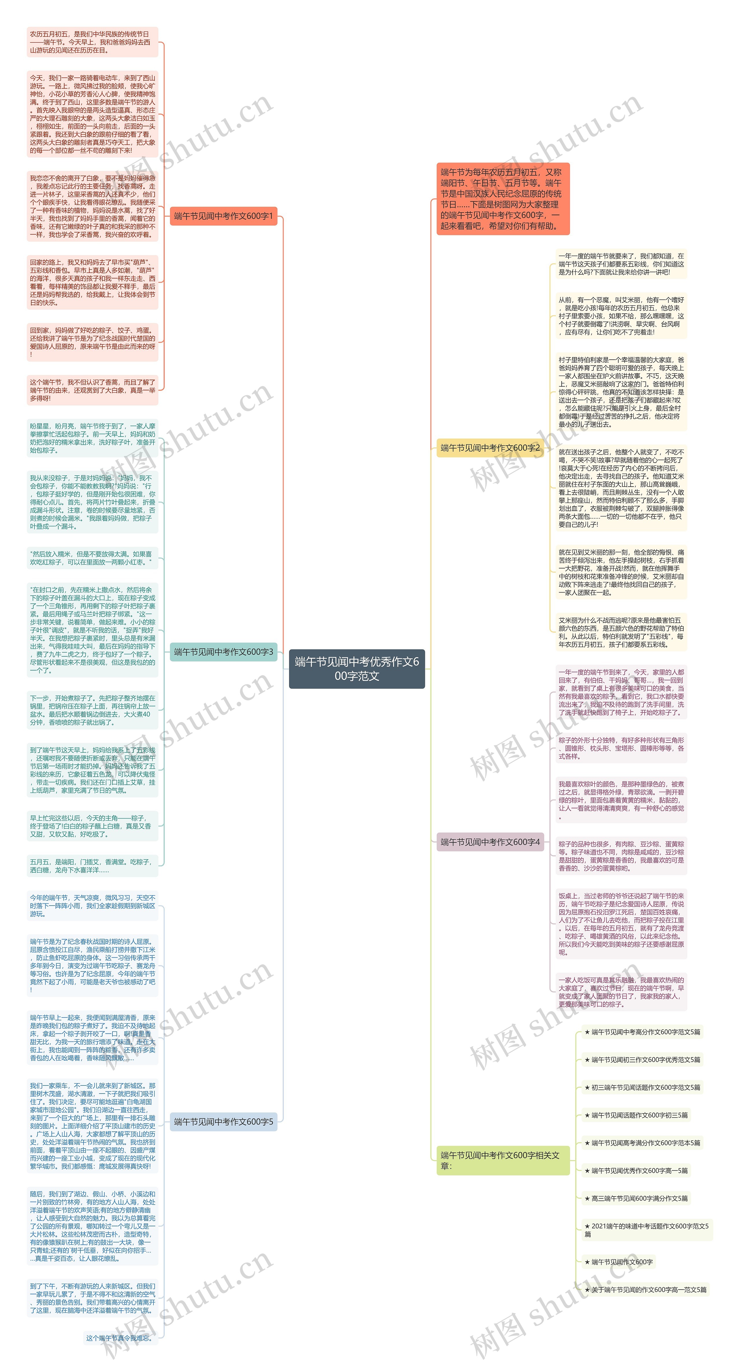 端午节见闻中考优秀作文600字范文思维导图