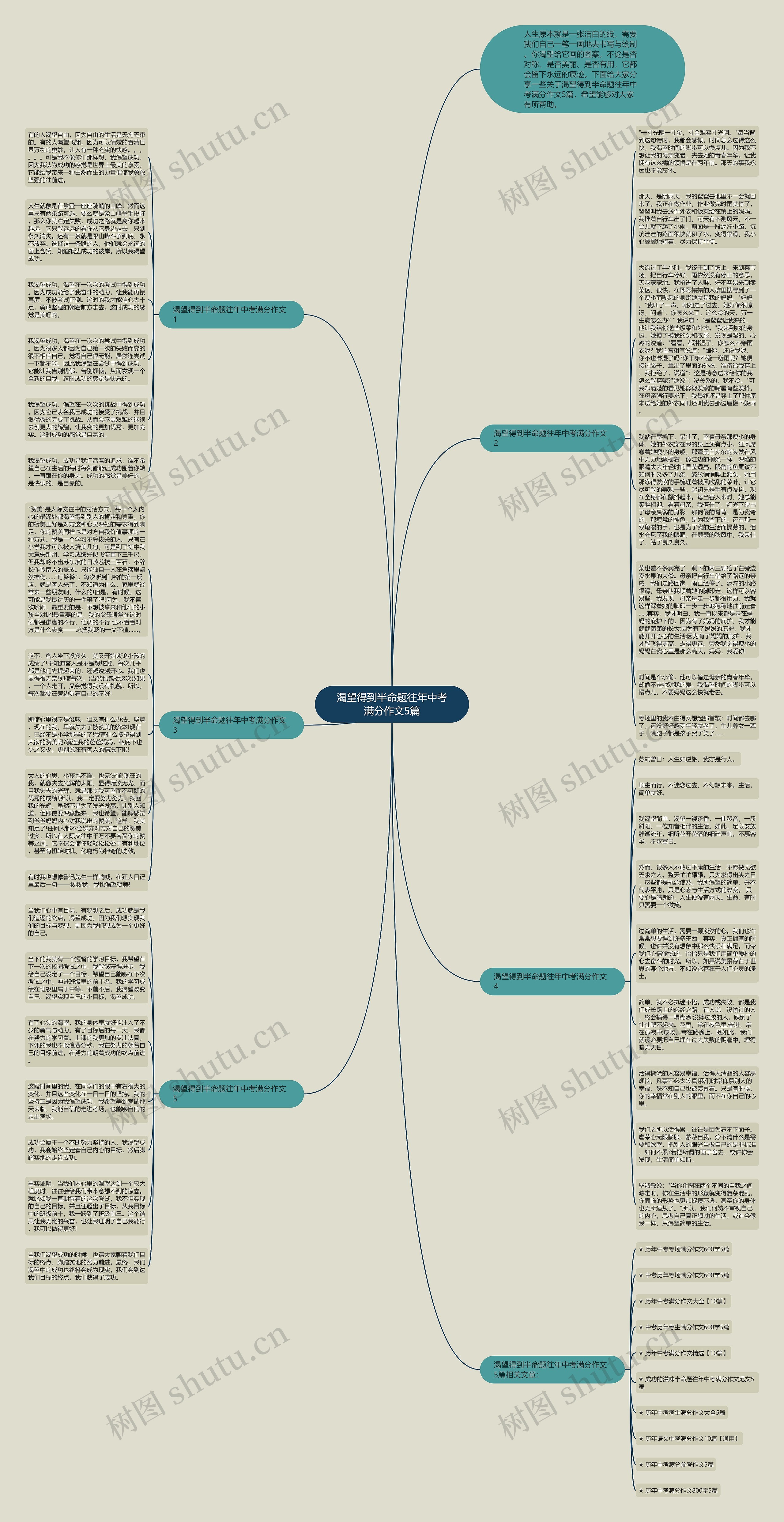 渴望得到半命题往年中考满分作文5篇思维导图