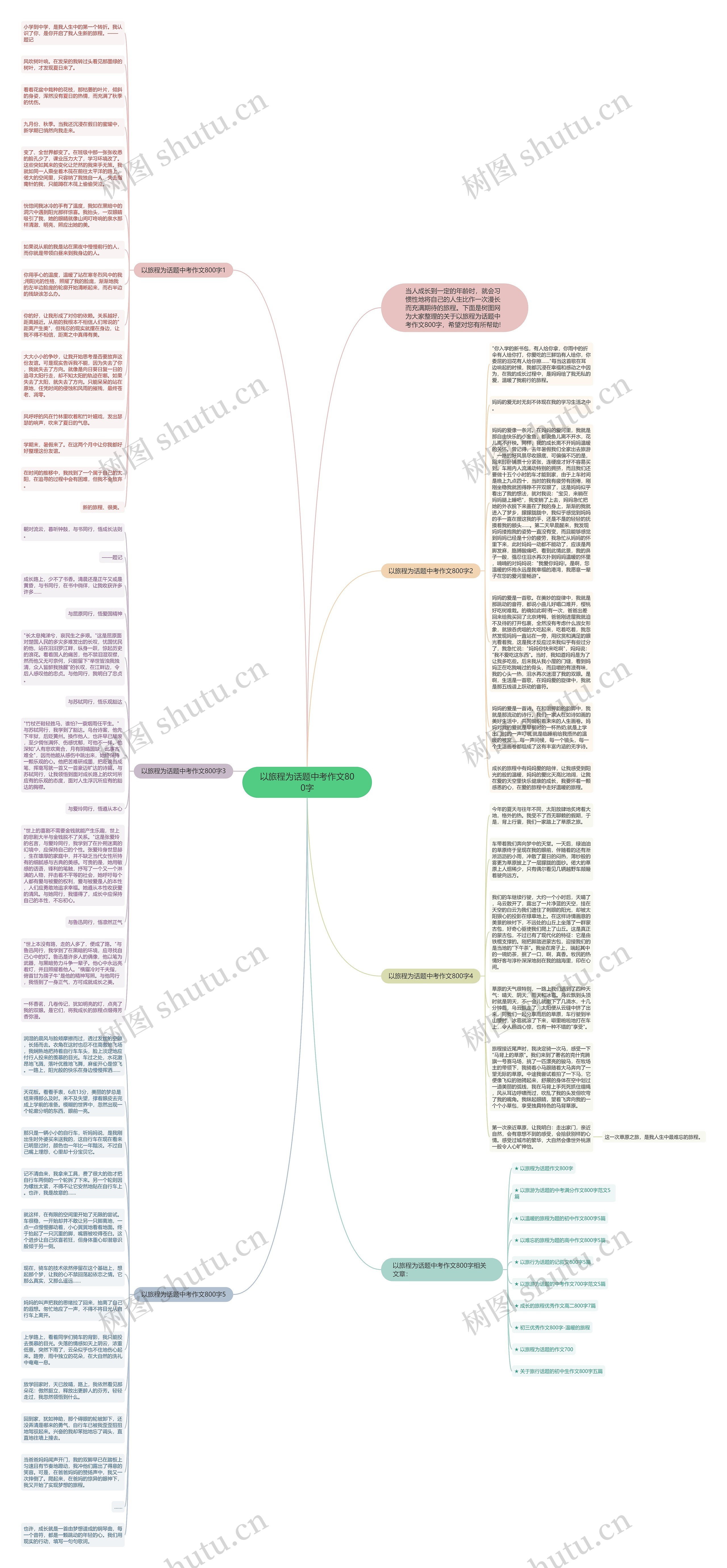 以旅程为话题中考作文800字思维导图