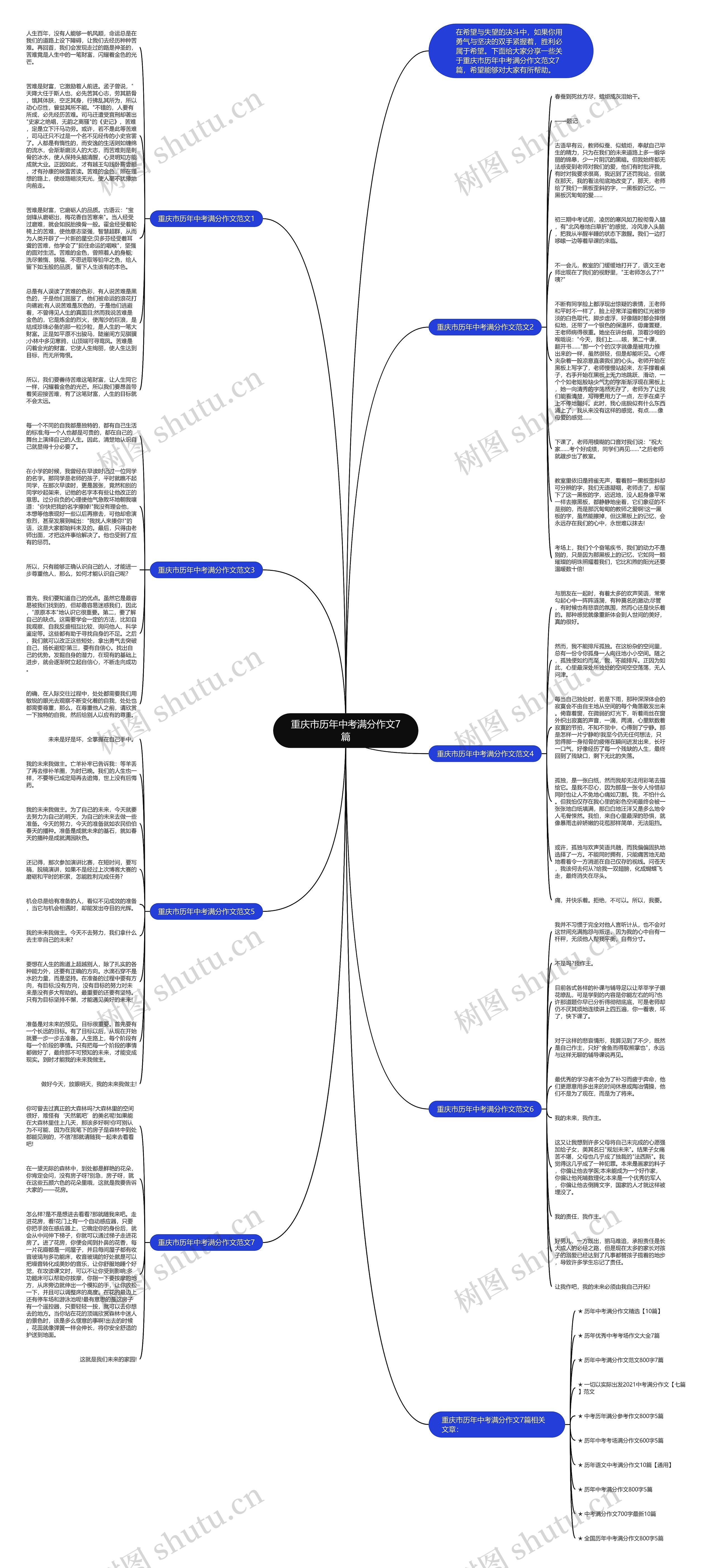 重庆市历年中考满分作文7篇思维导图