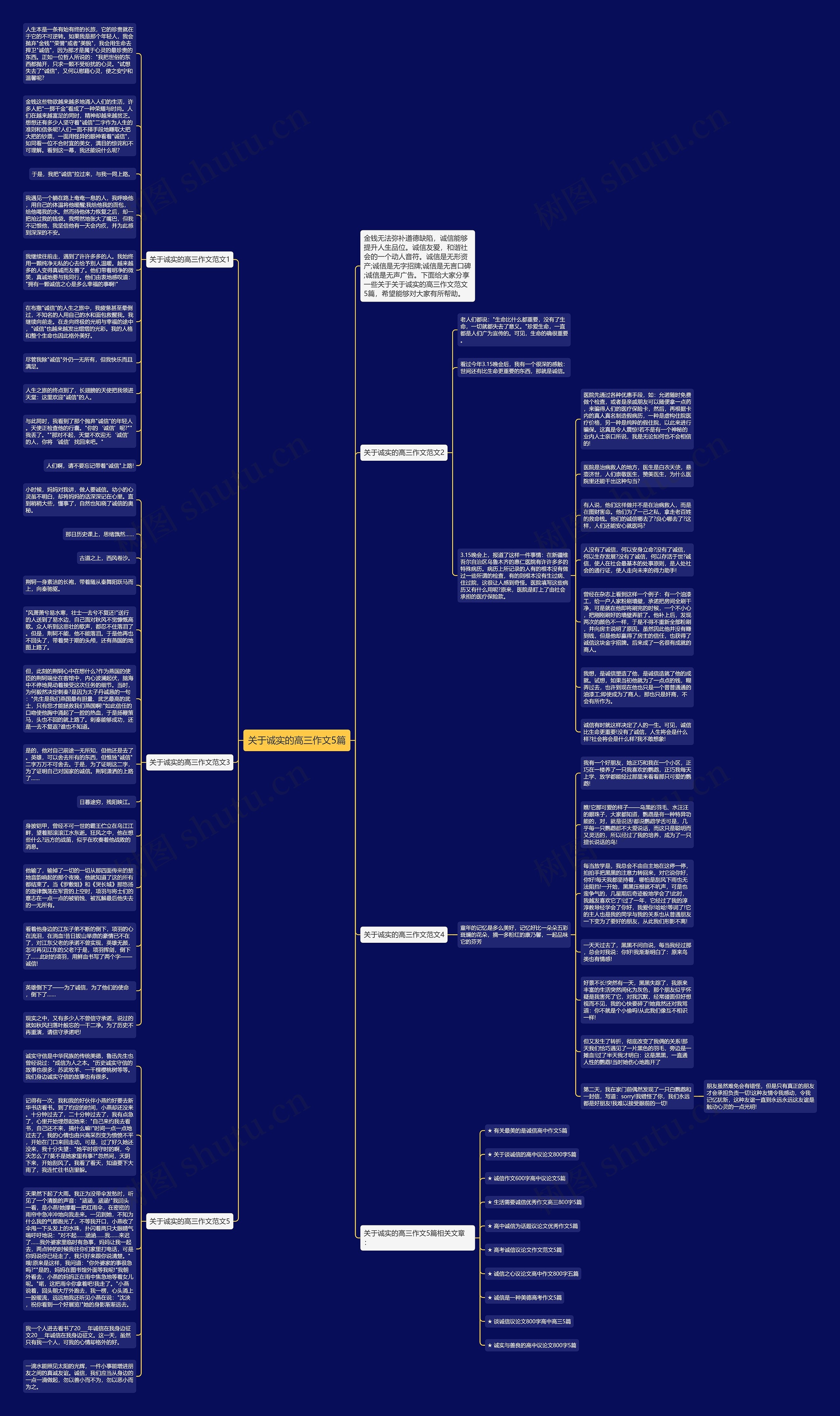 关于诚实的高三作文5篇思维导图