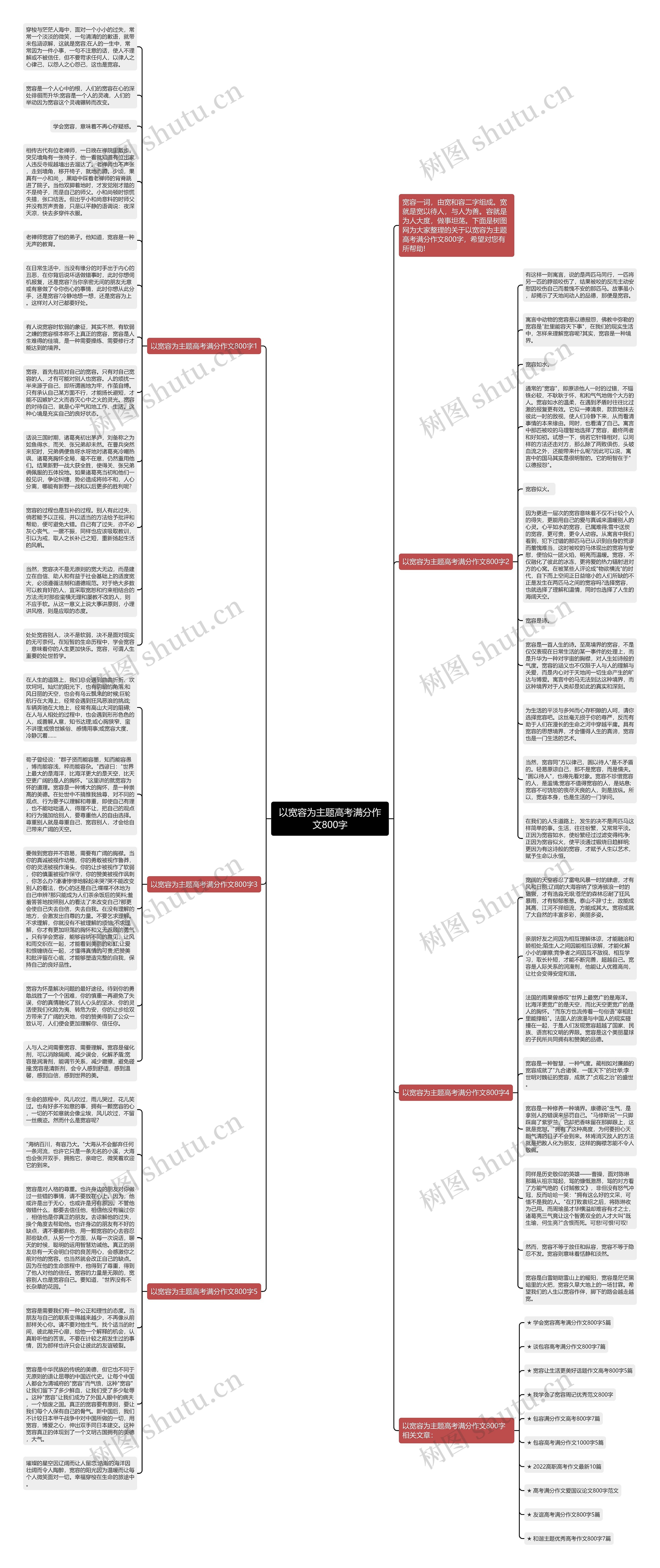 以宽容为主题高考满分作文800字思维导图