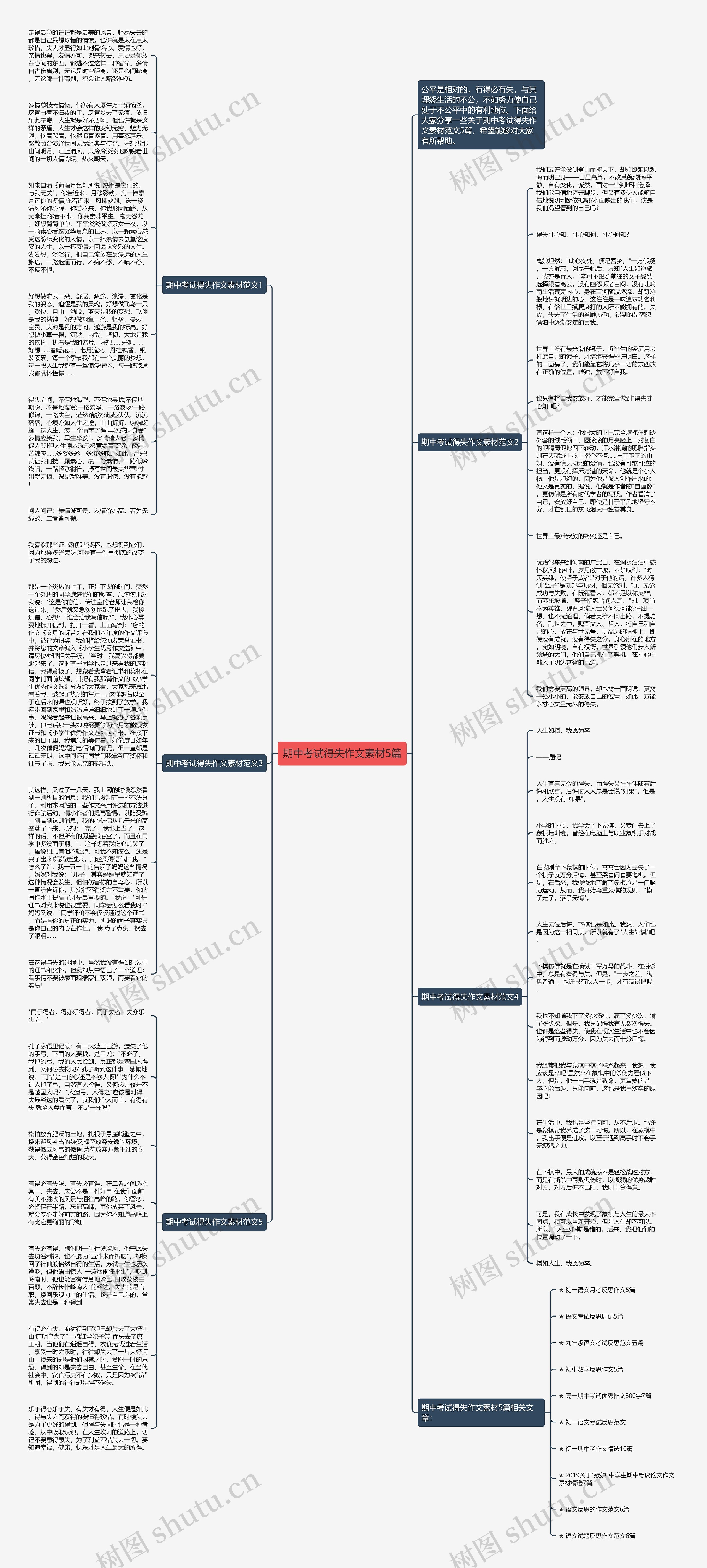 期中考试得失作文素材5篇思维导图