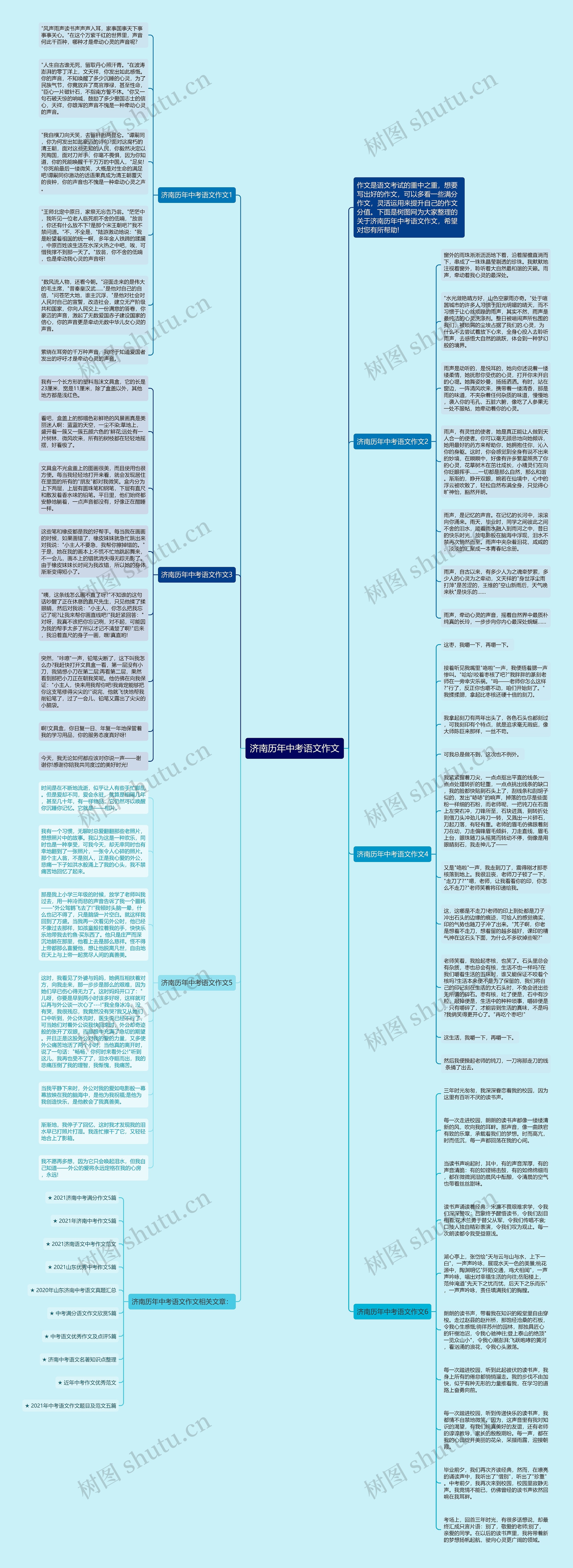 济南历年中考语文作文思维导图