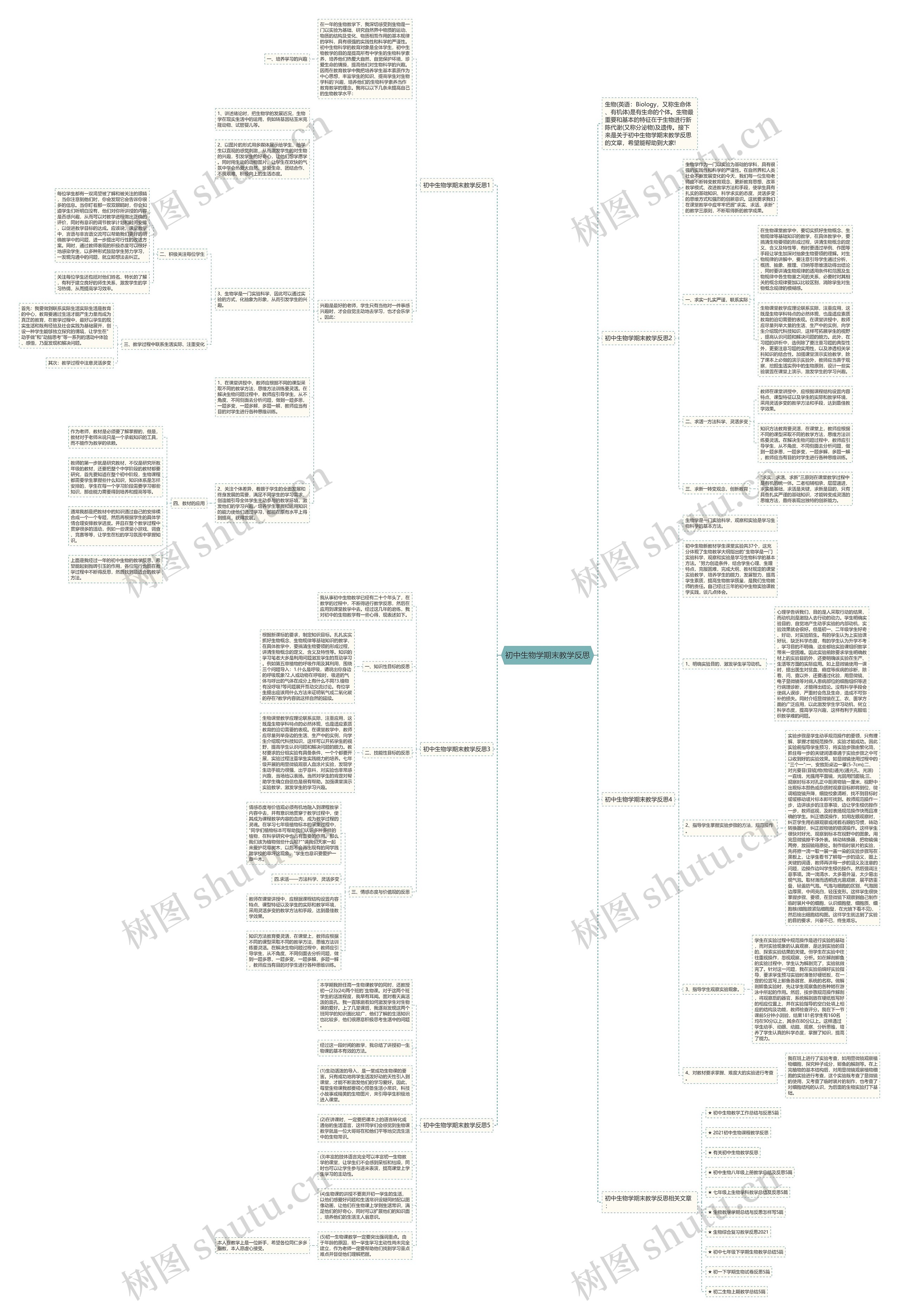 初中生物学期末教学反思思维导图