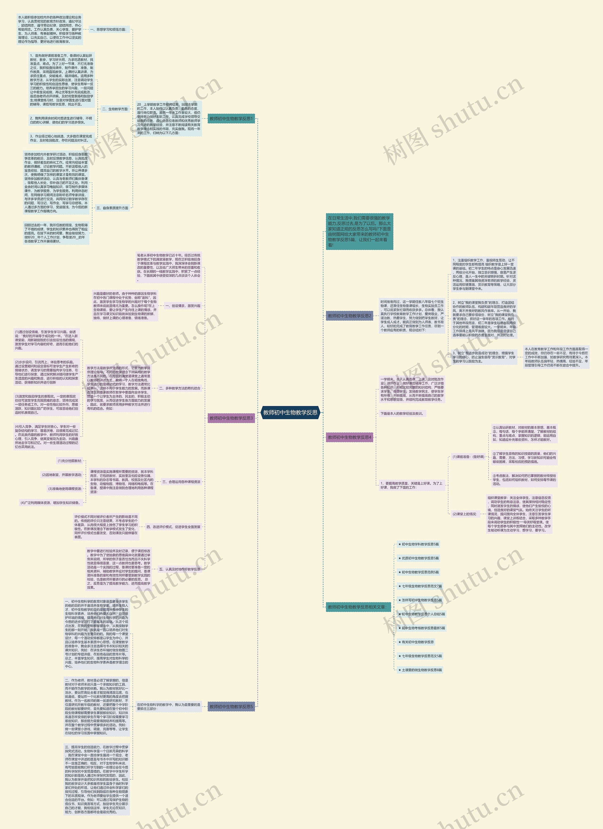 教师初中生物教学反思思维导图