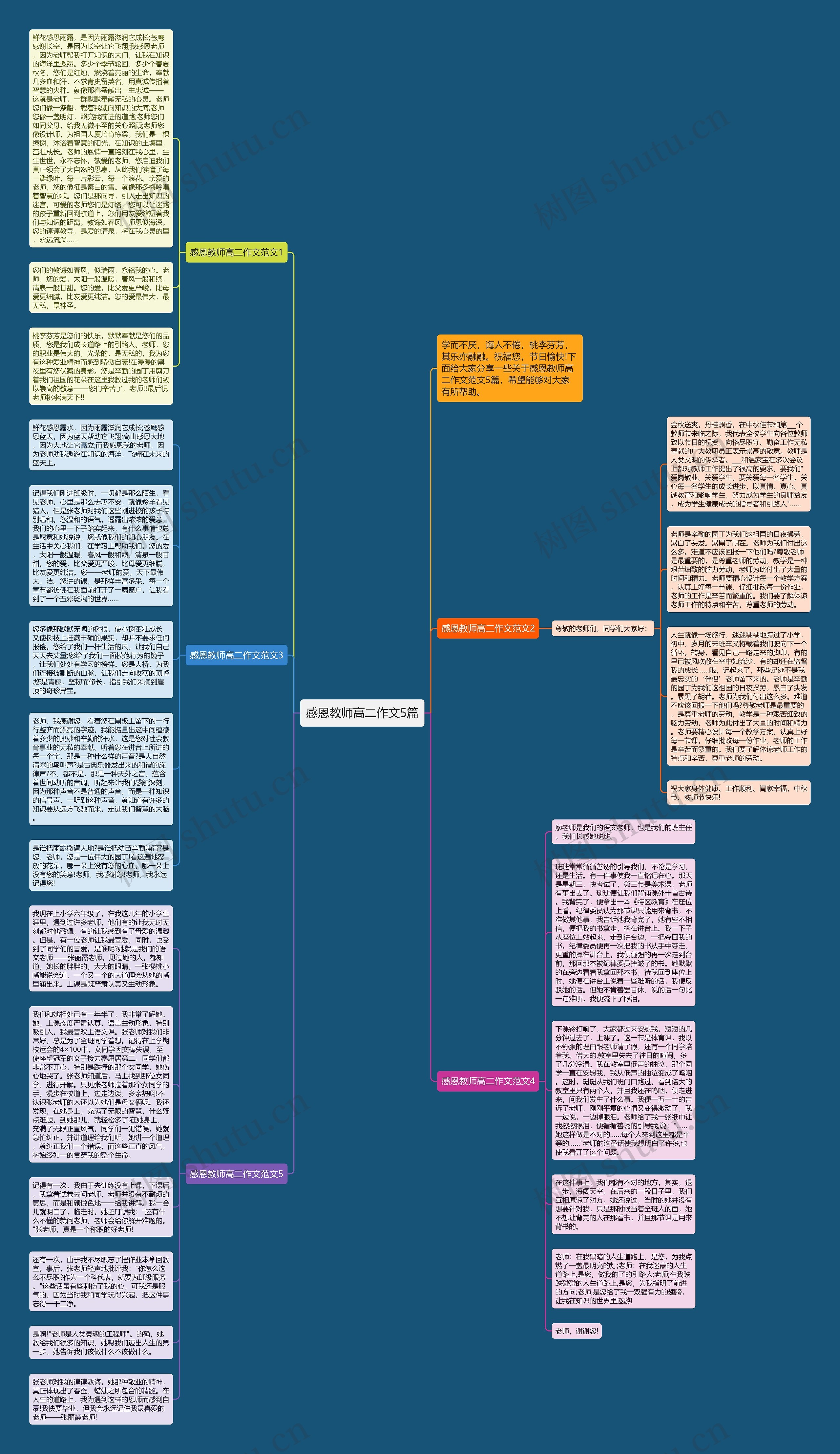 感恩教师高二作文5篇思维导图