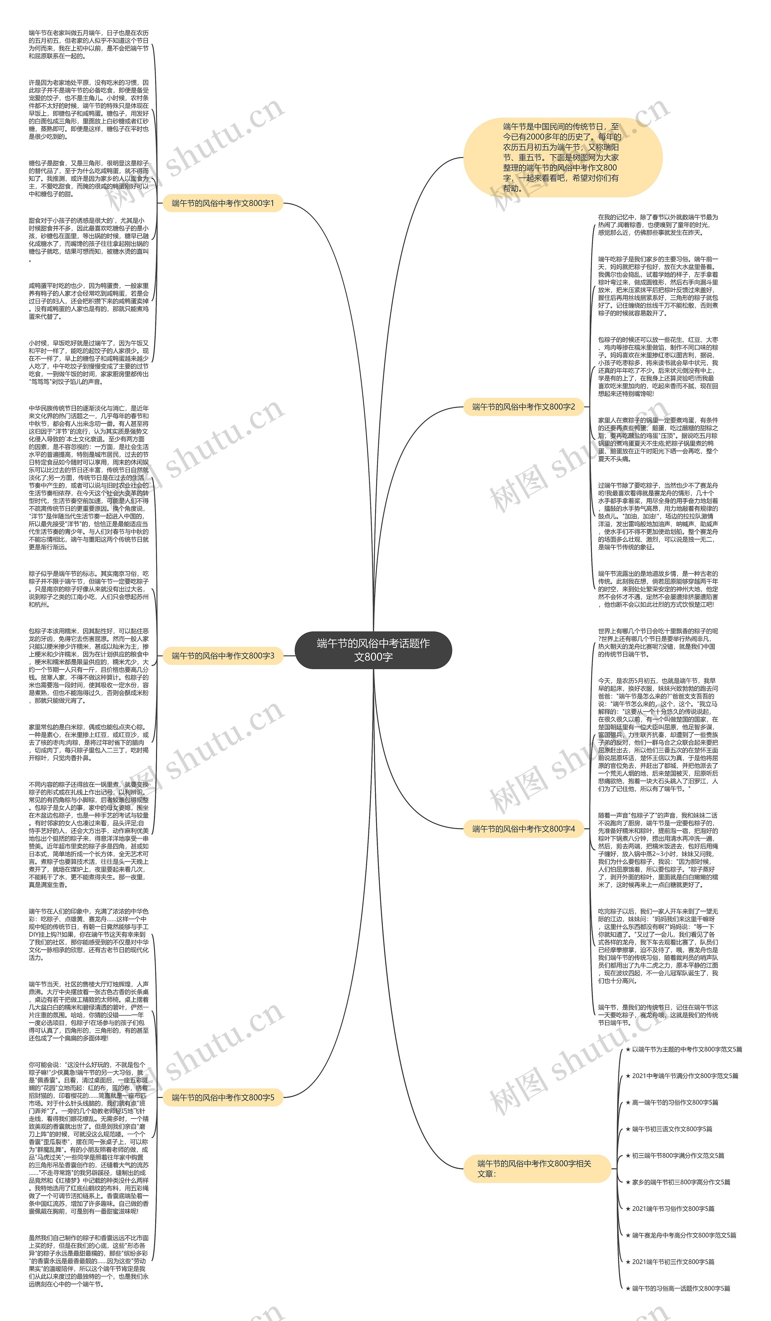 端午节的风俗中考话题作文800字思维导图