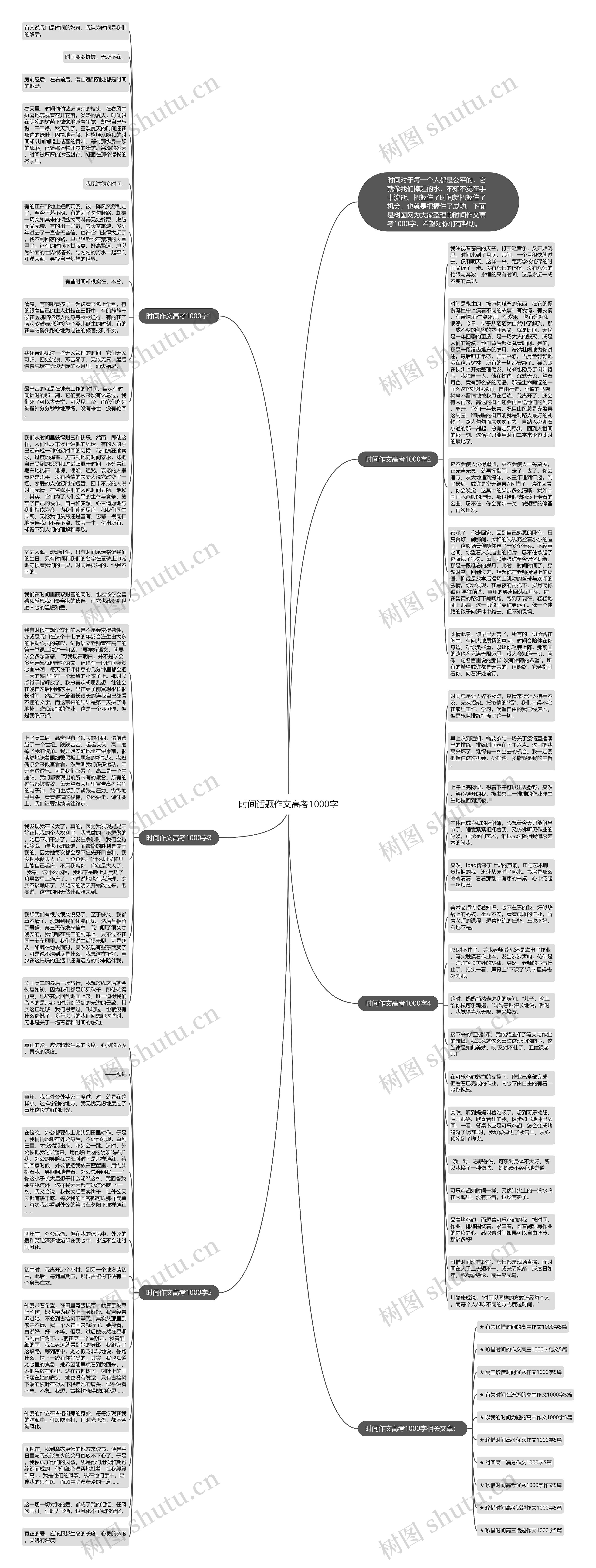 时间话题作文高考1000字思维导图