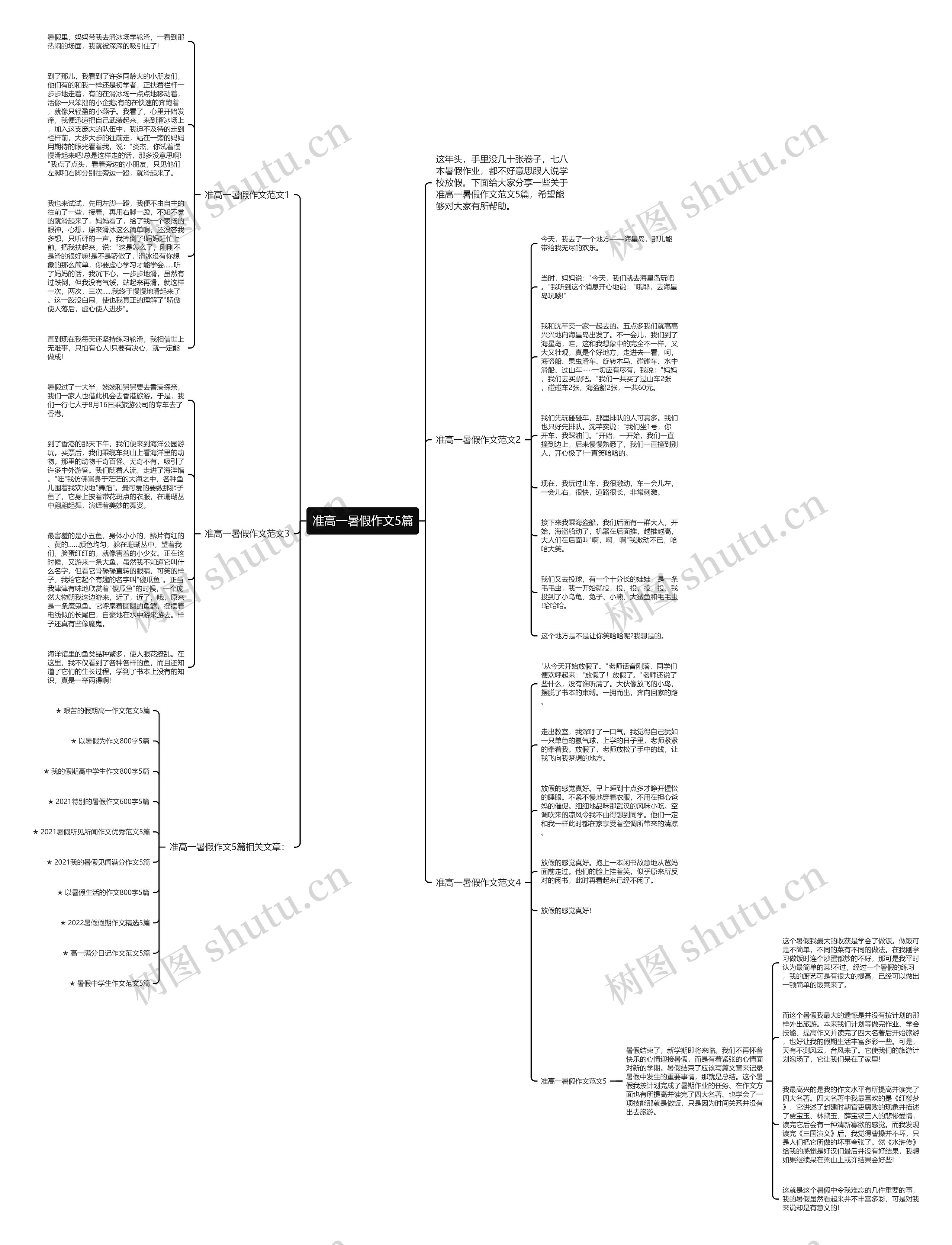 准高一暑假作文5篇思维导图