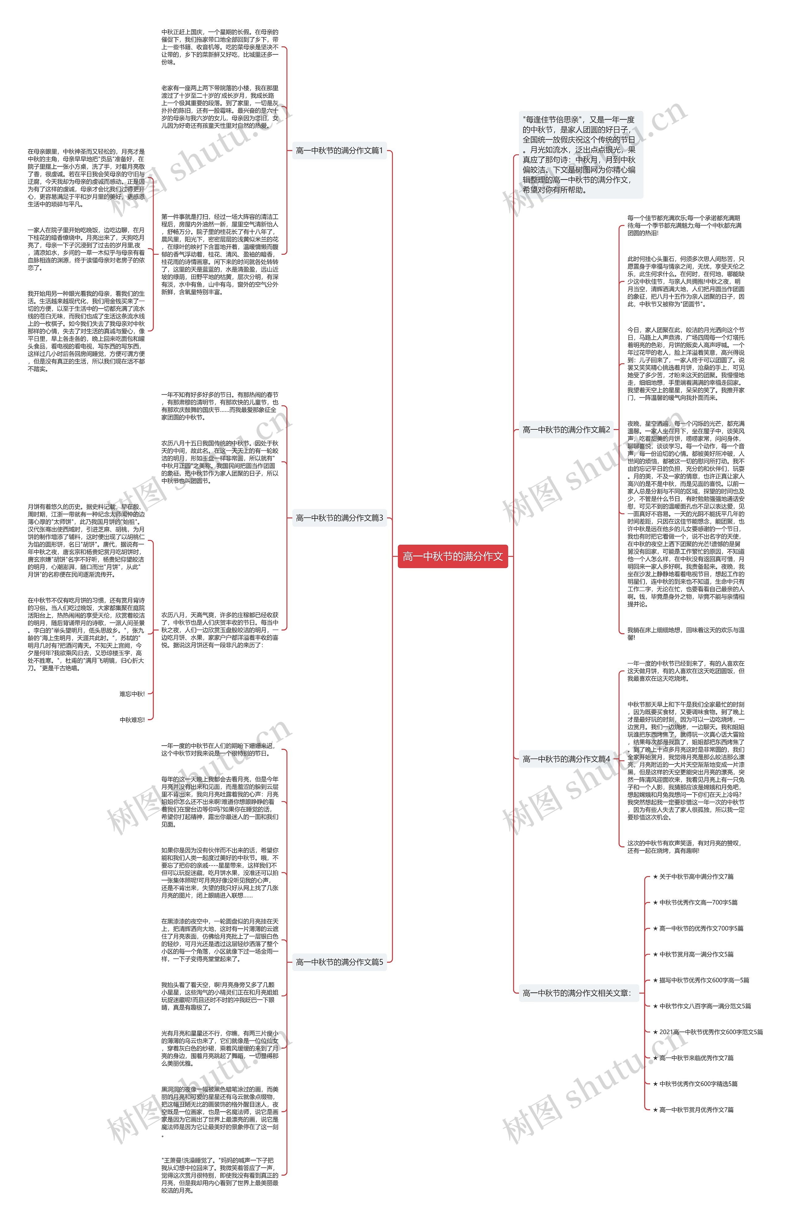 高一中秋节的满分作文思维导图