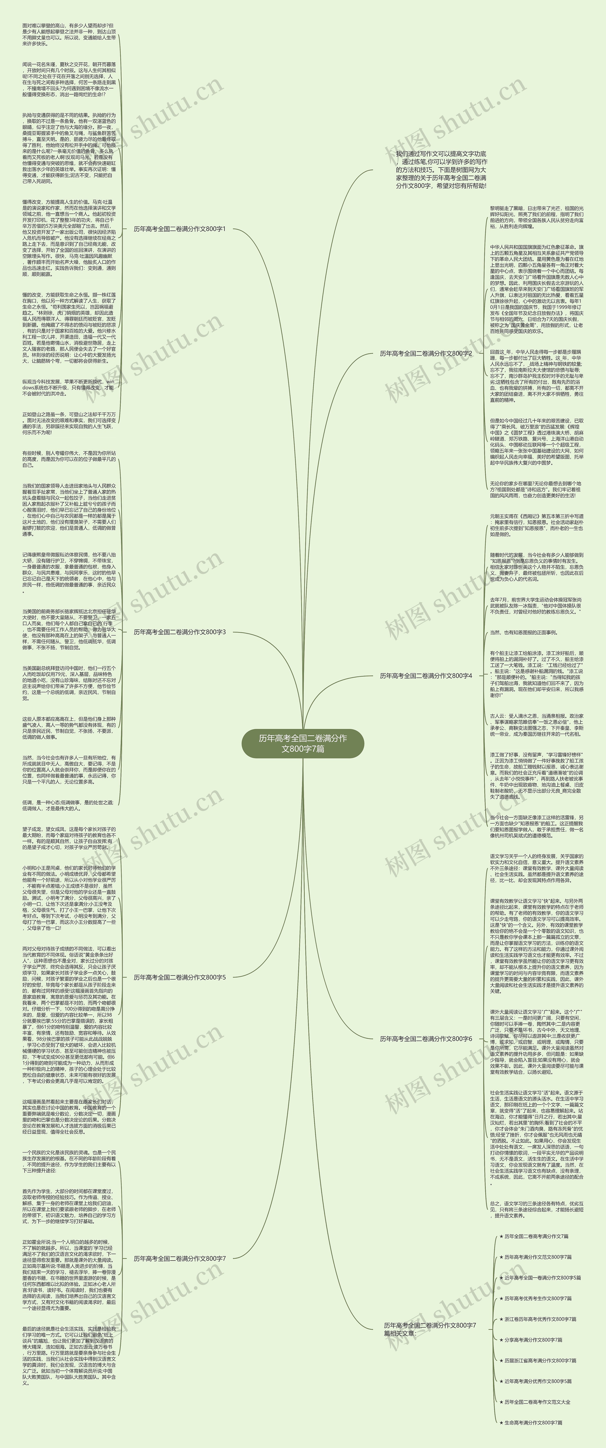 历年高考全国二卷满分作文800字7篇思维导图