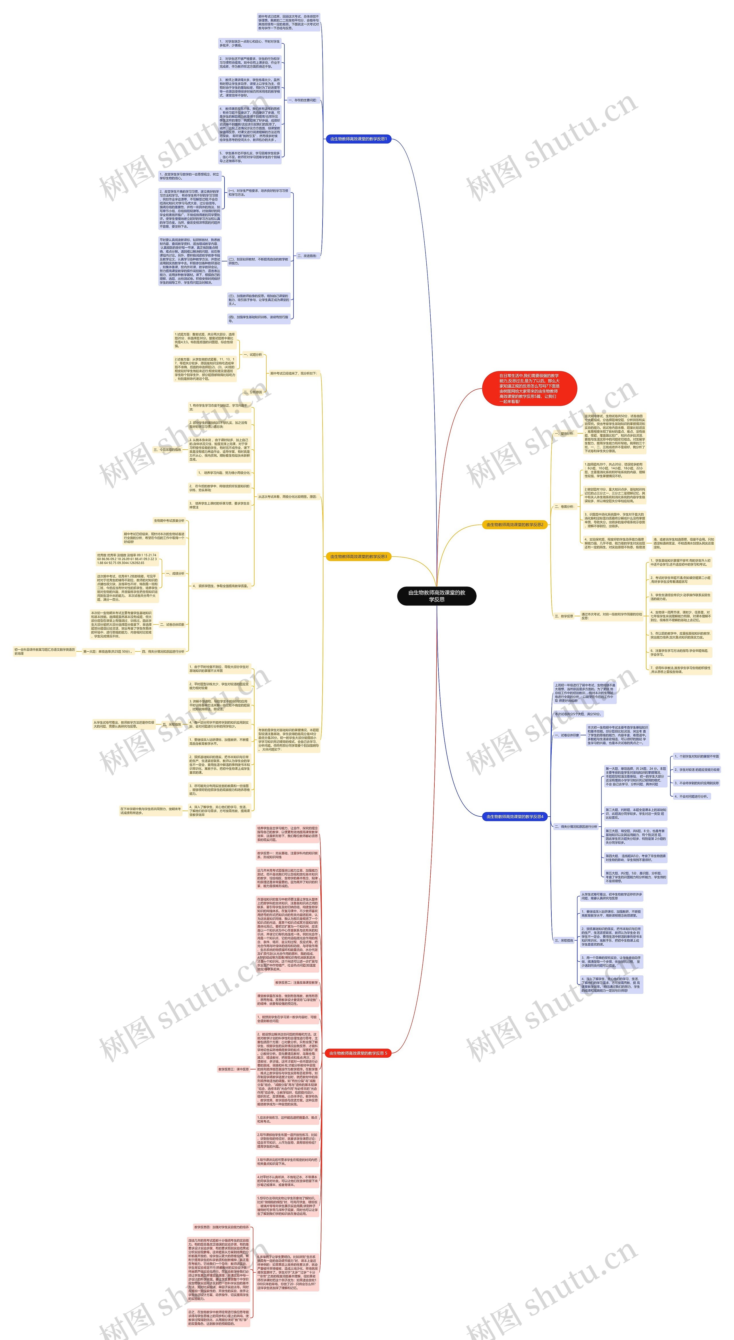 由生物教师高效课堂的教学反思思维导图