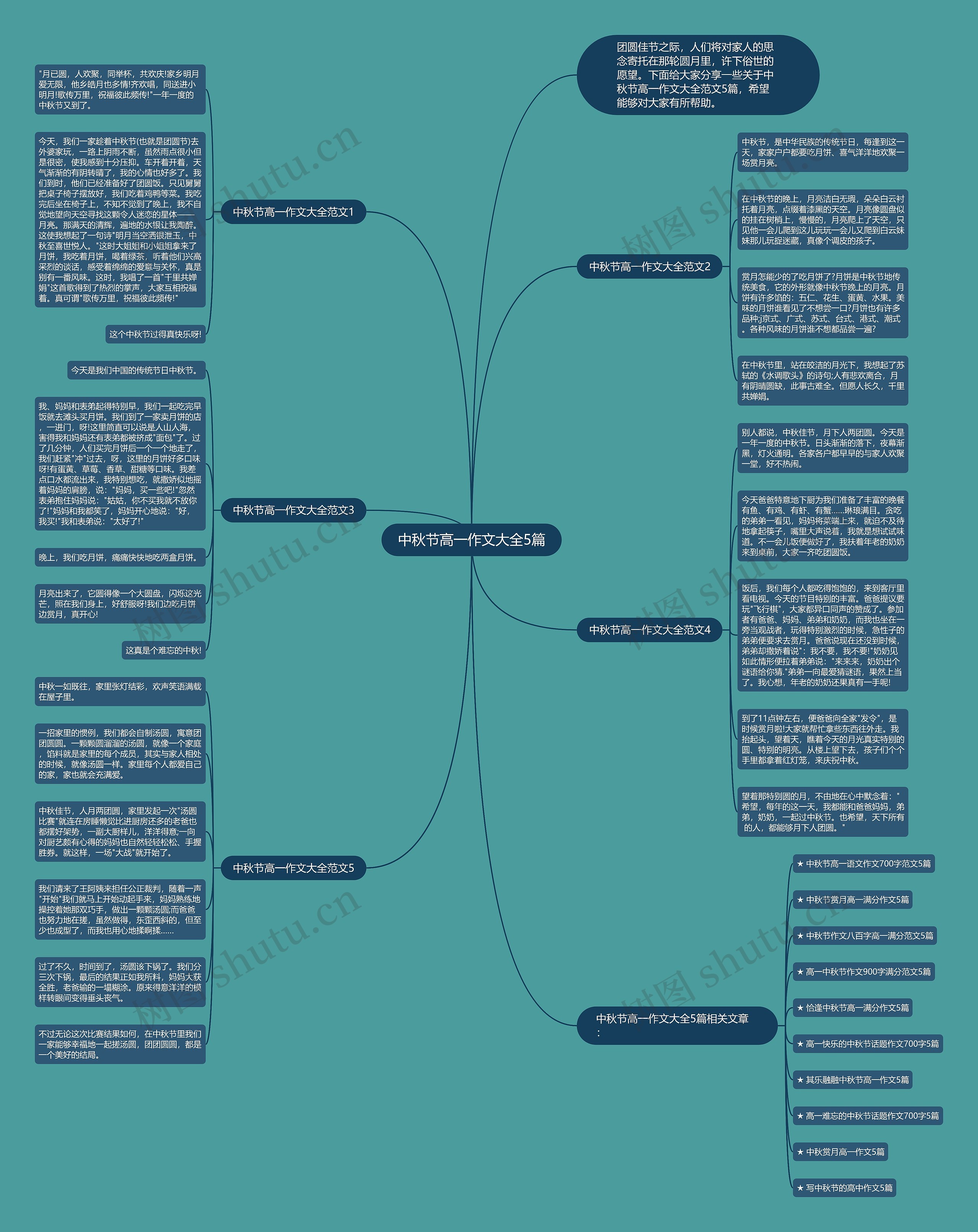 中秋节高一作文大全5篇思维导图