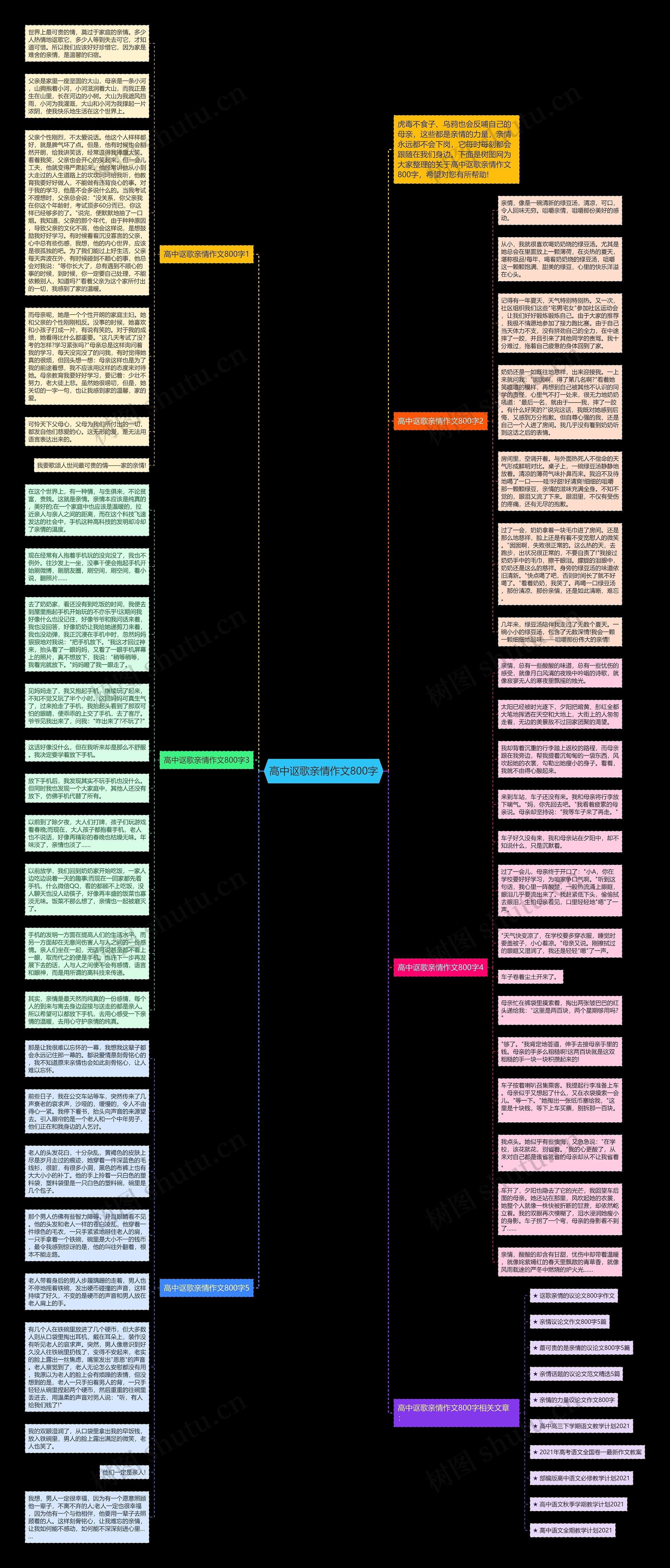 高中讴歌亲情作文800字思维导图