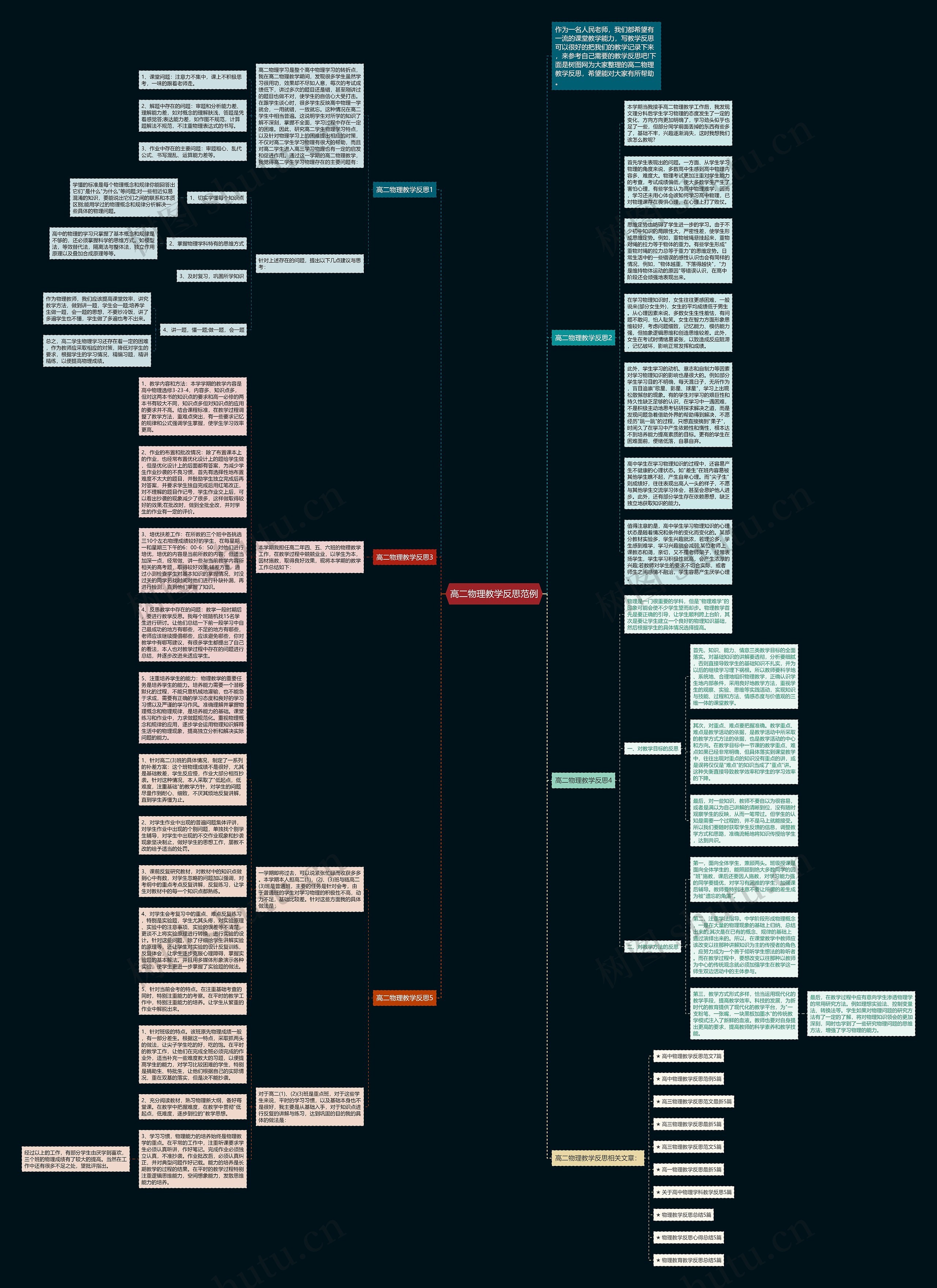 高二物理教学反思范例思维导图