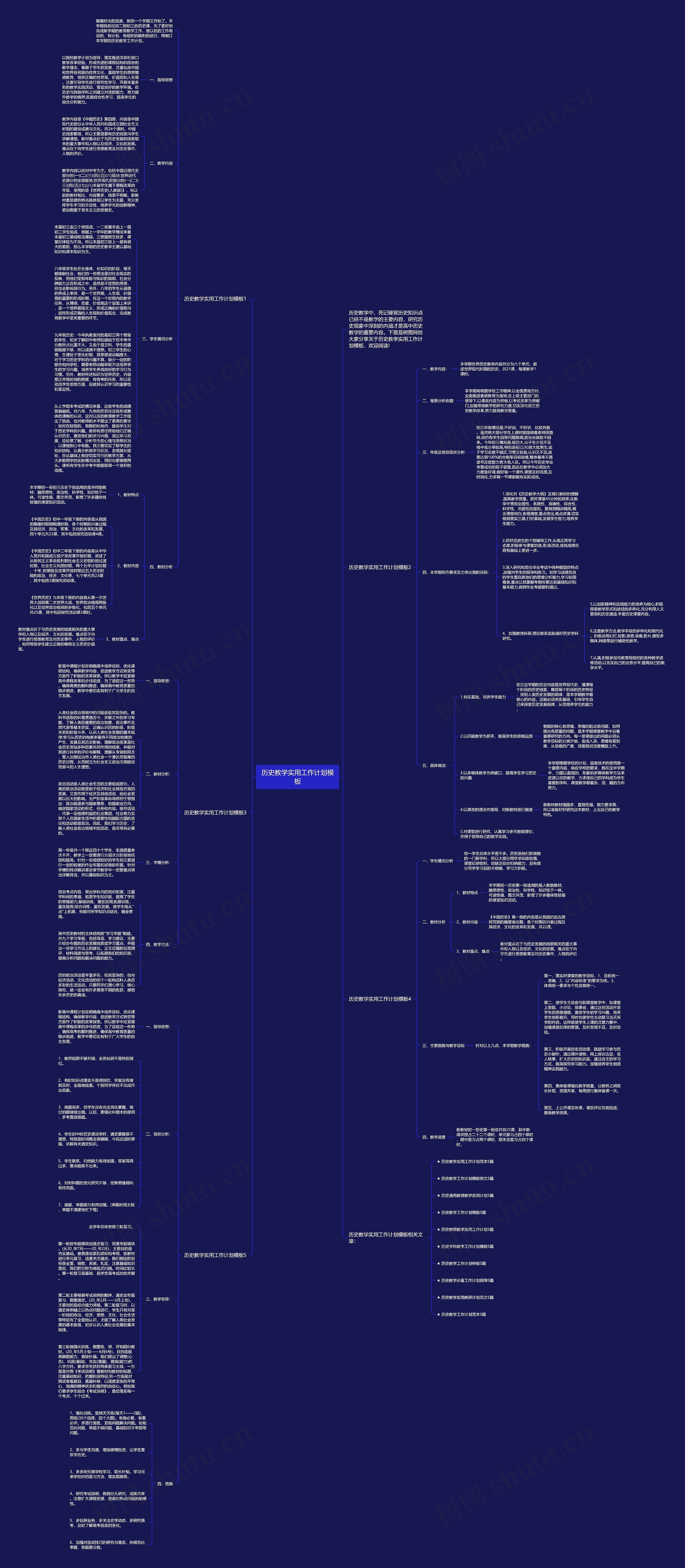 历史教学实用工作计划思维导图