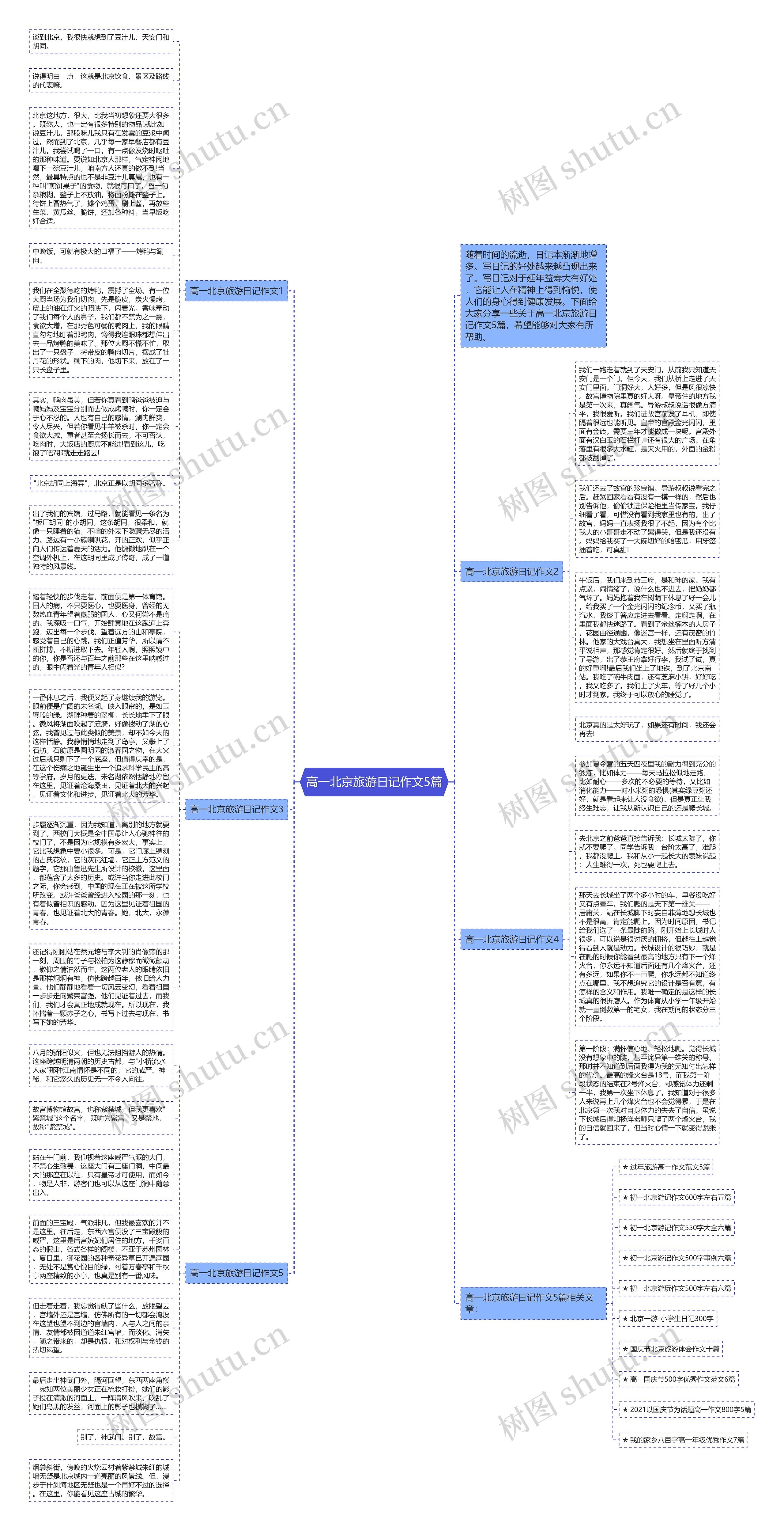 高一北京旅游日记作文5篇思维导图