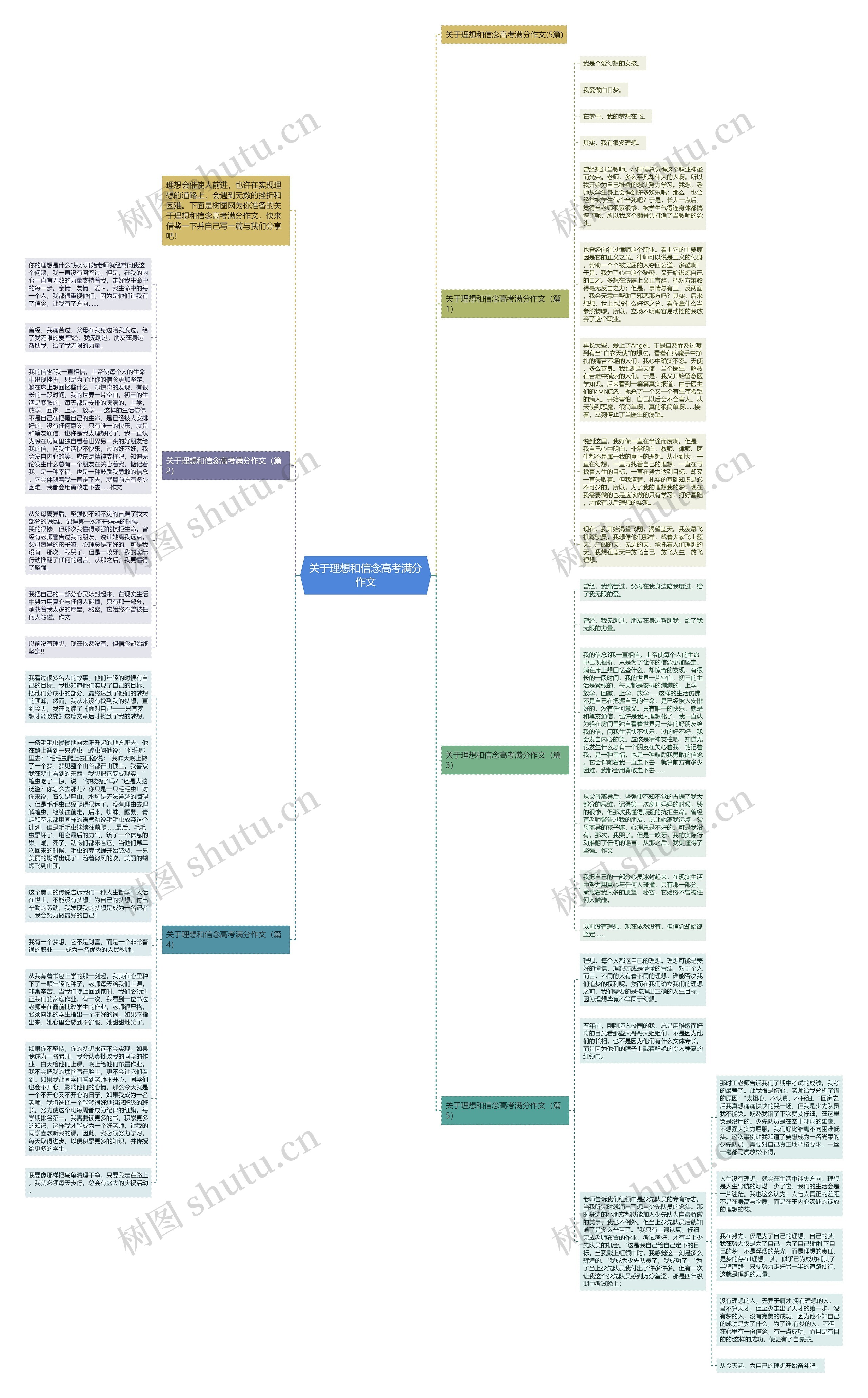 关于理想和信念高考满分作文思维导图