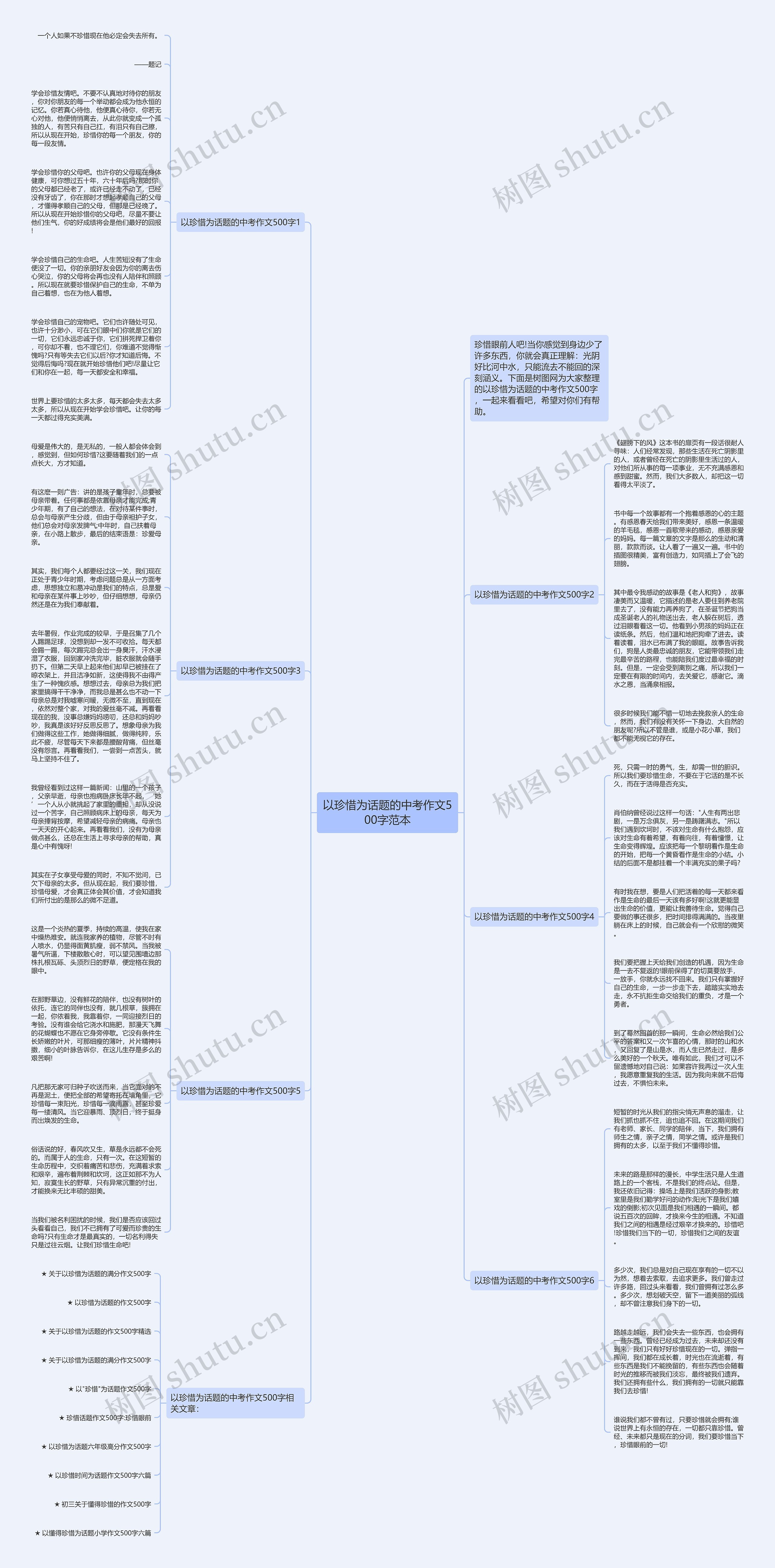 以珍惜为话题的中考作文500字范本思维导图