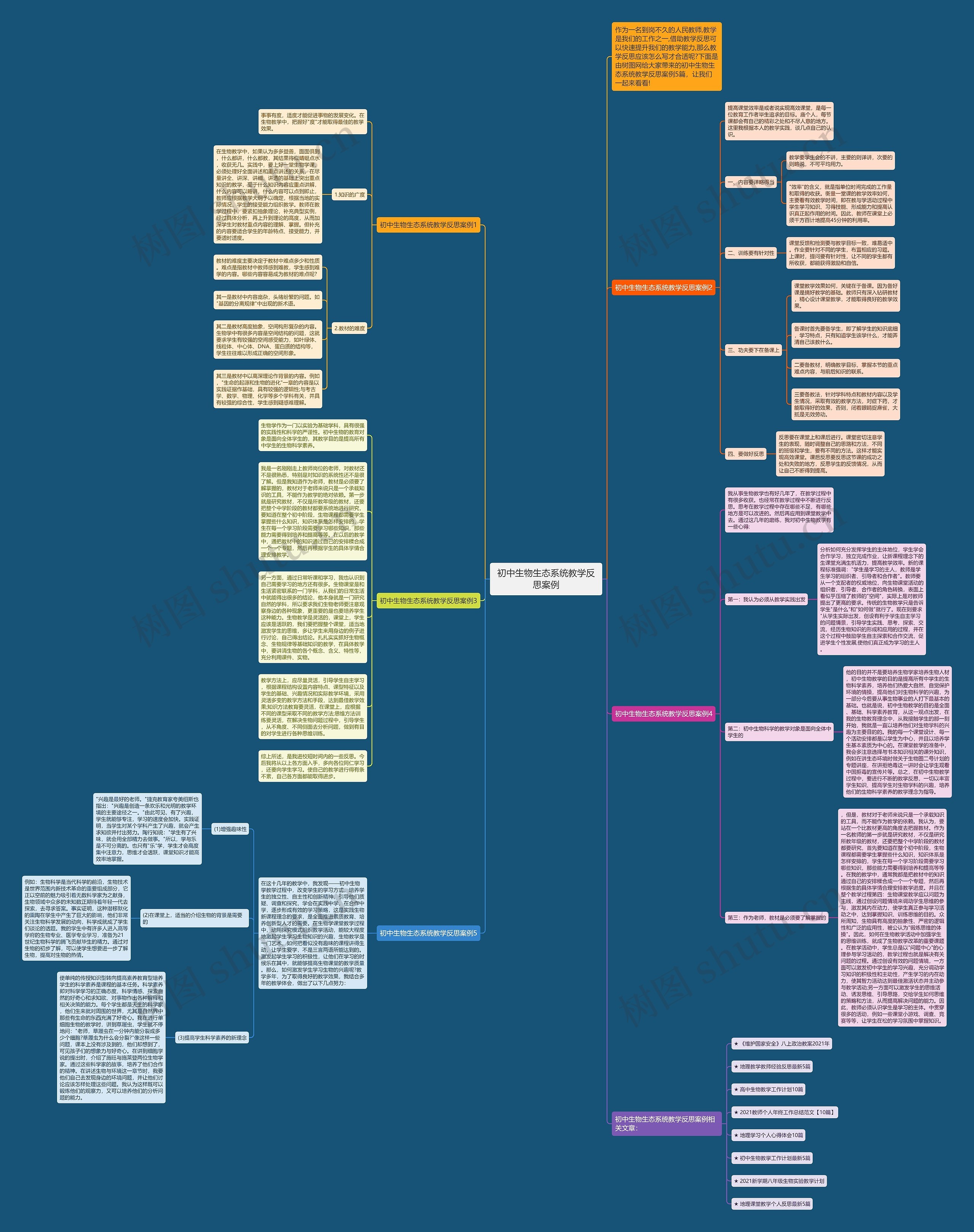 初中生物生态系统教学反思案例思维导图