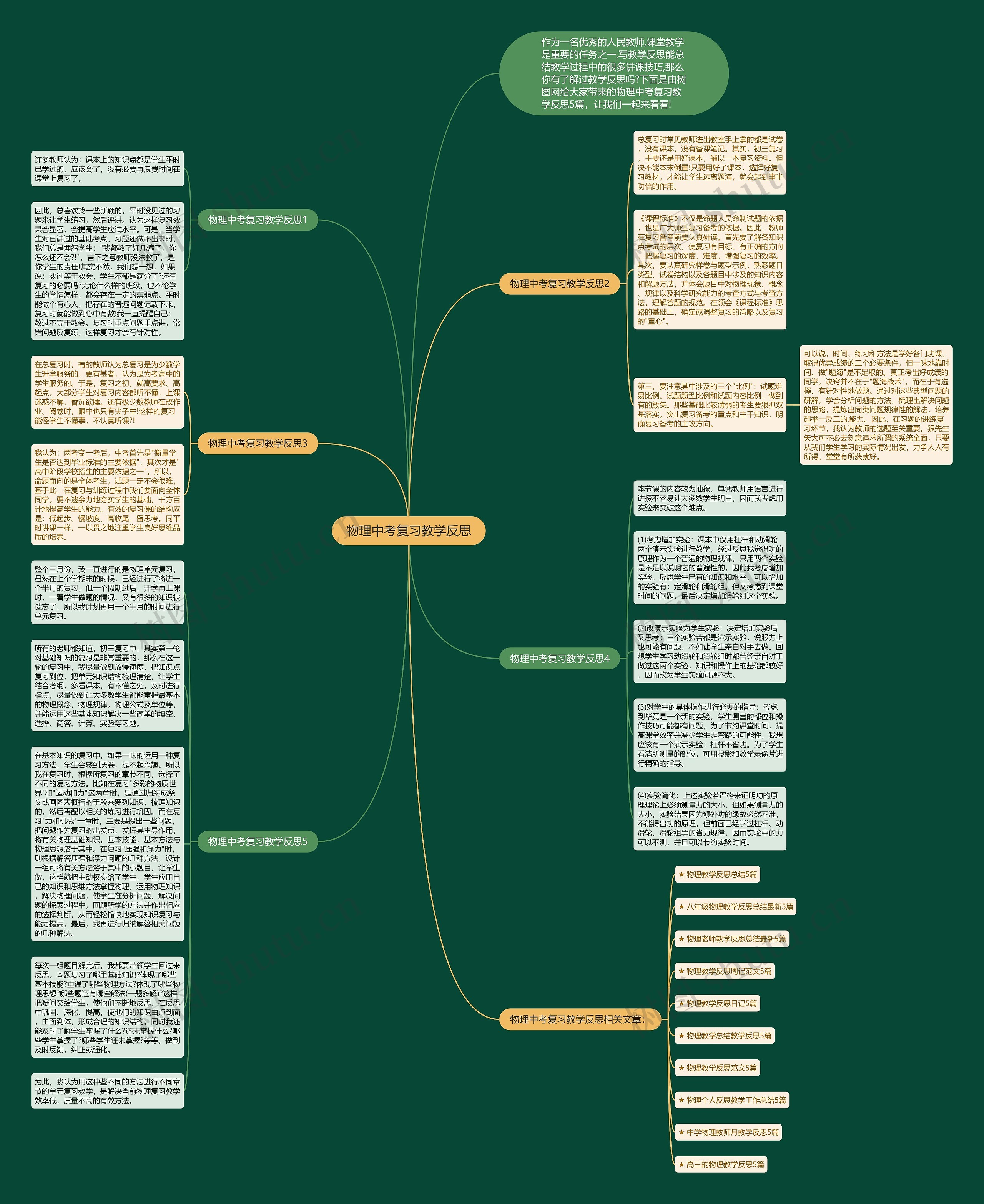 物理中考复习教学反思思维导图