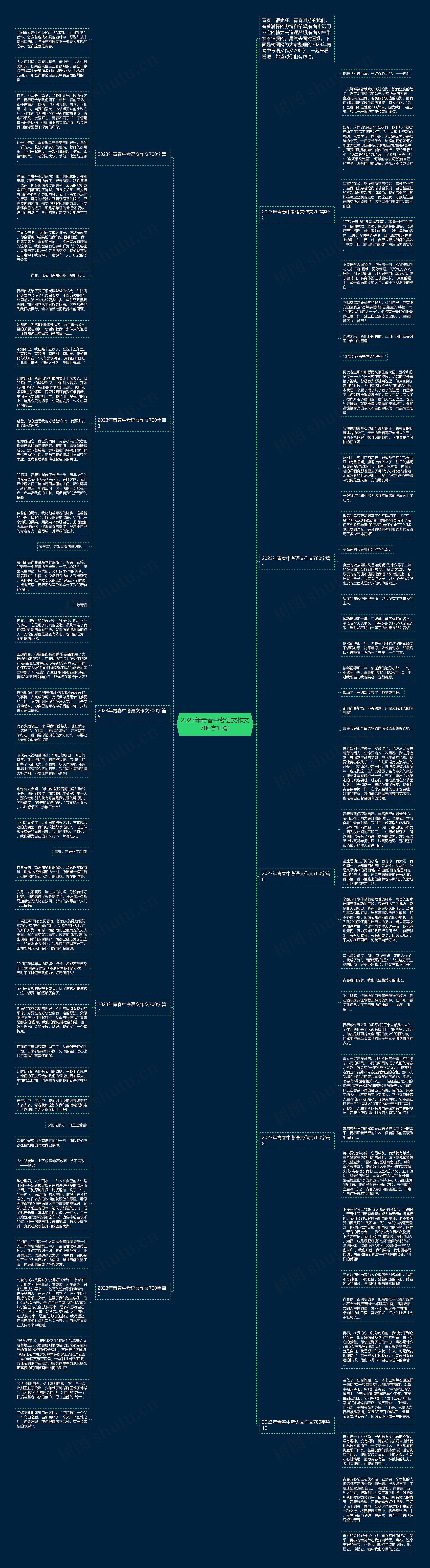 2023年青春中考语文作文700字10篇思维导图