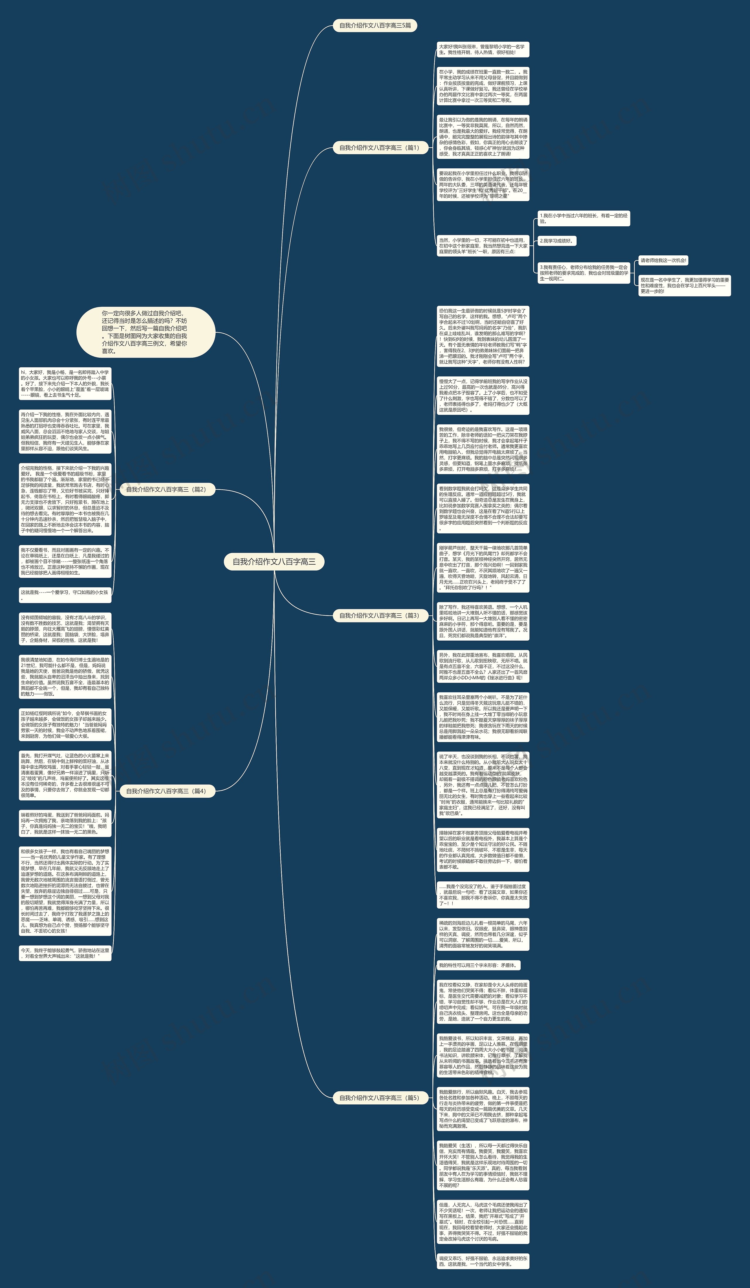 自我介绍作文八百字高三思维导图