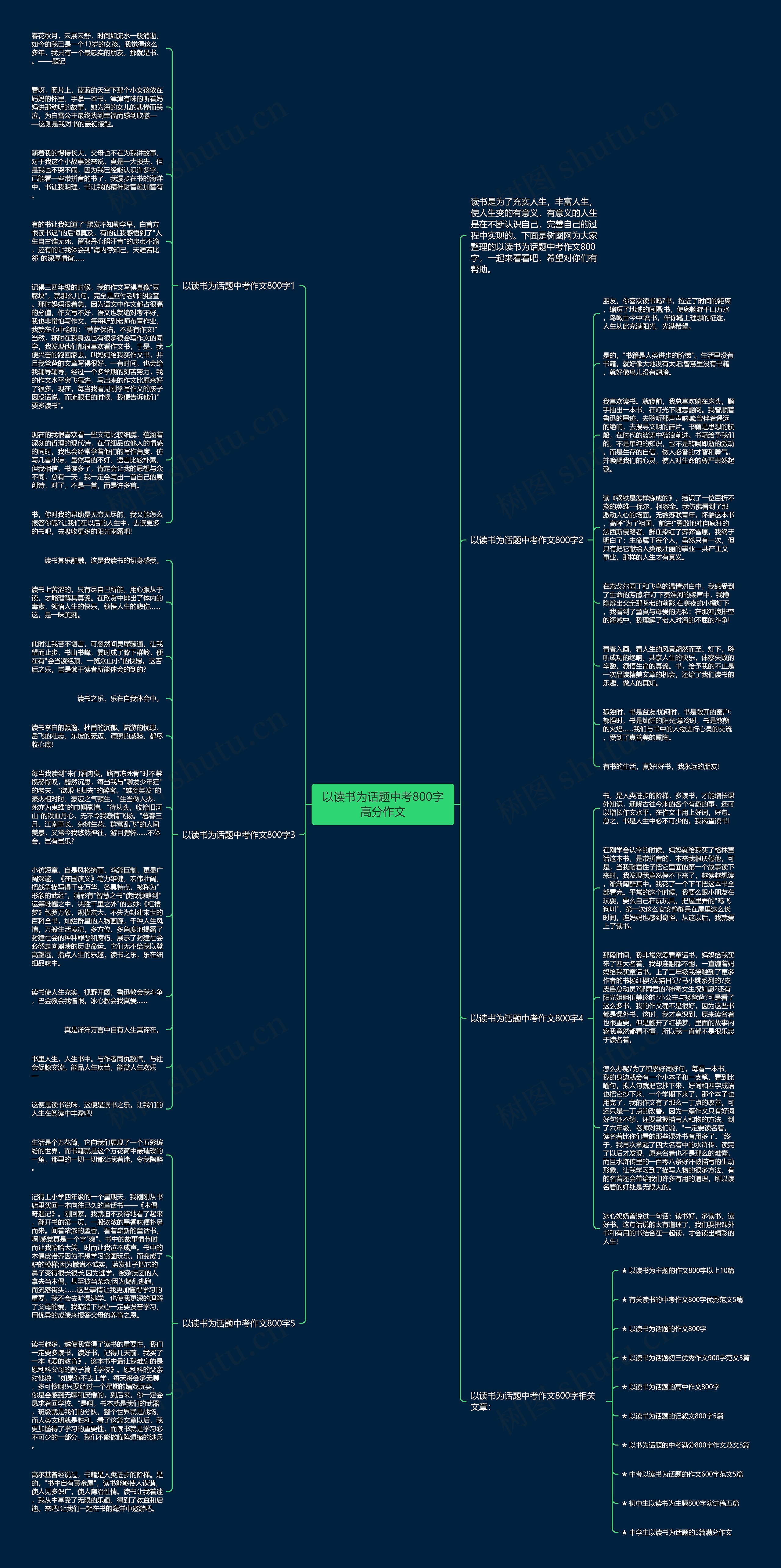 以读书为话题中考800字高分作文思维导图
