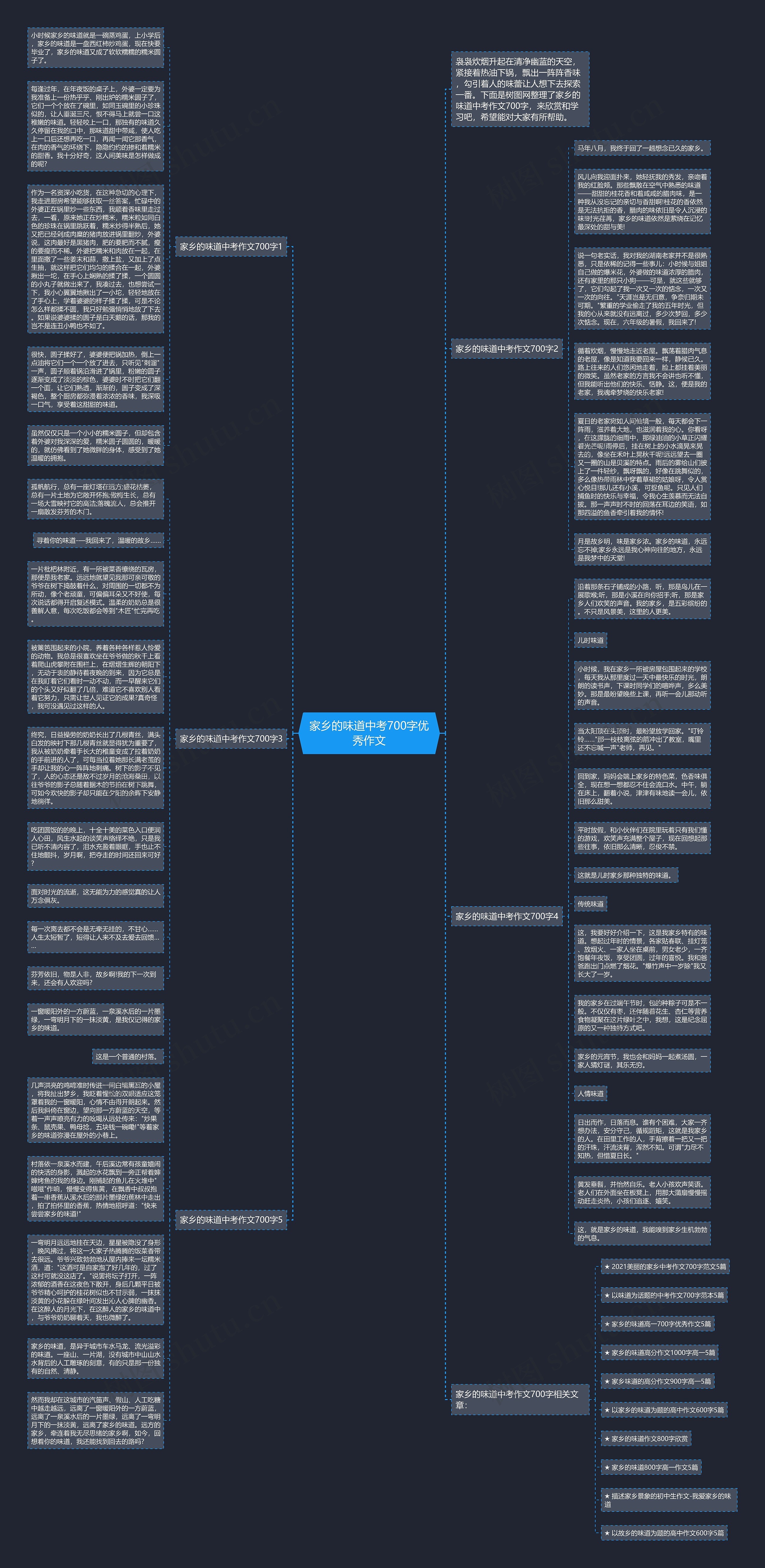 家乡的味道中考700字优秀作文思维导图