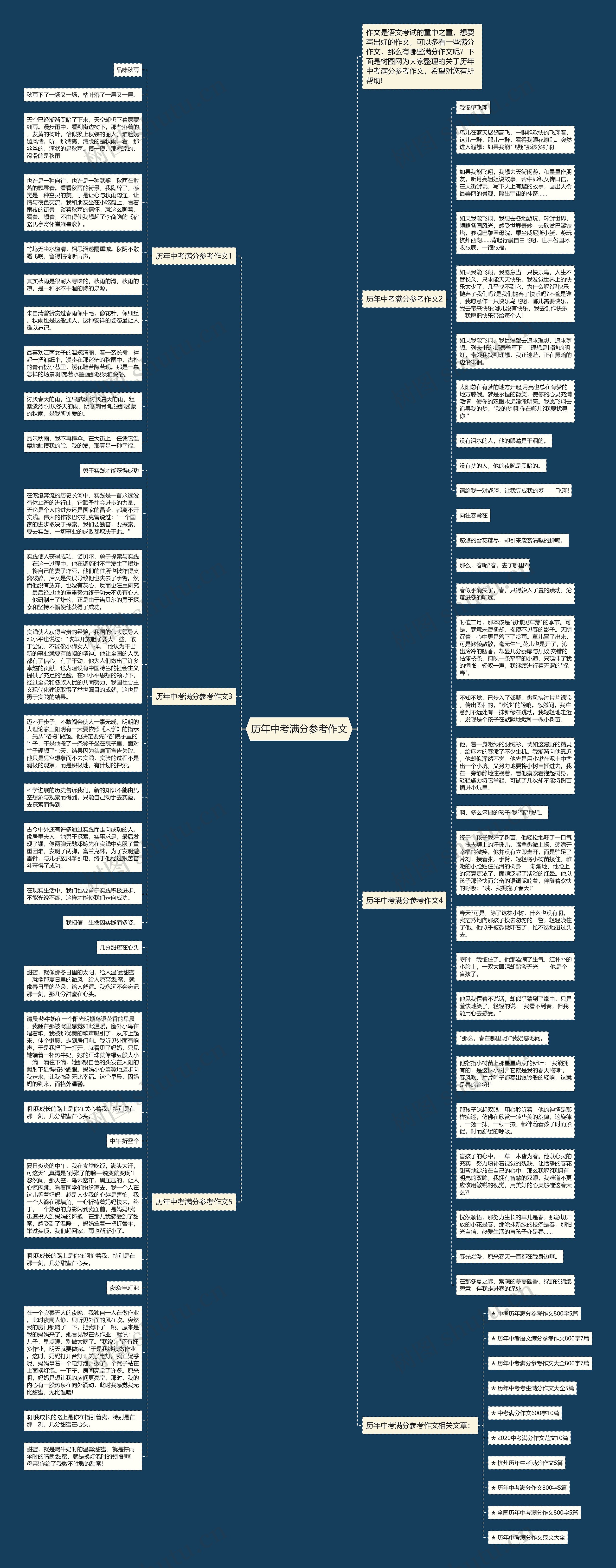 历年中考满分参考作文思维导图