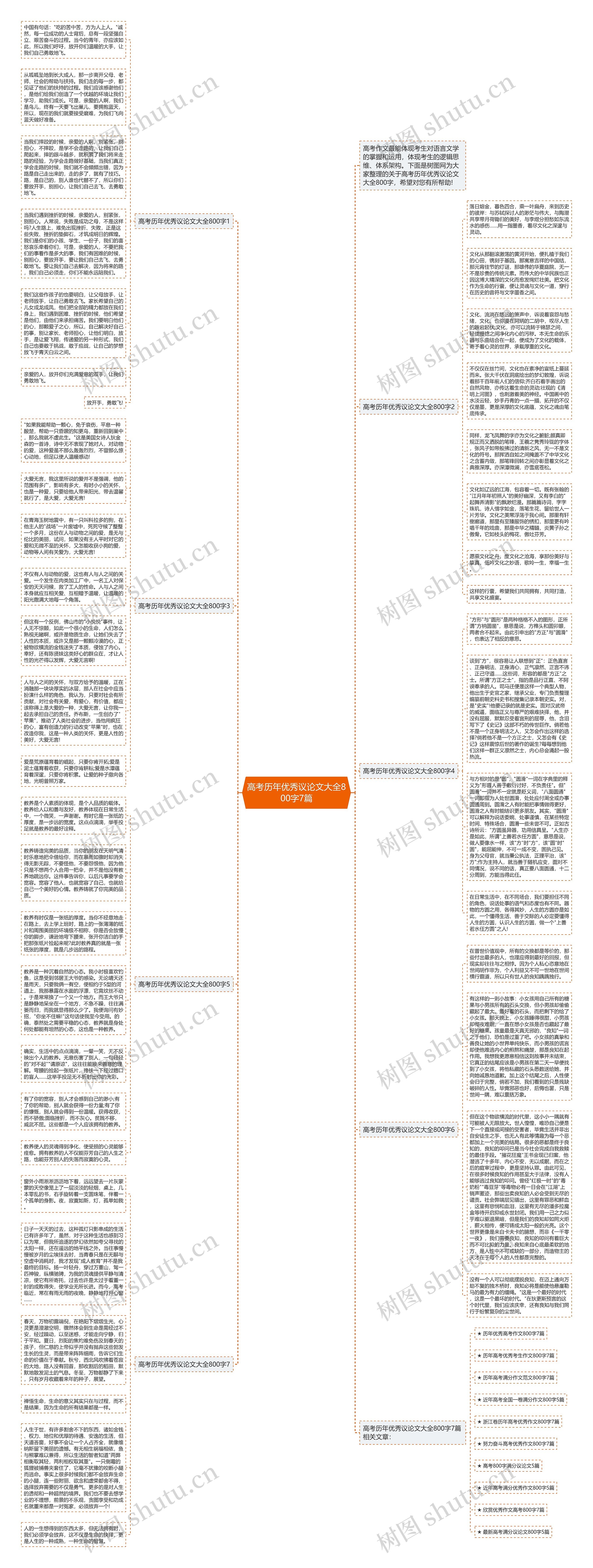 高考历年优秀议论文大全800字7篇思维导图