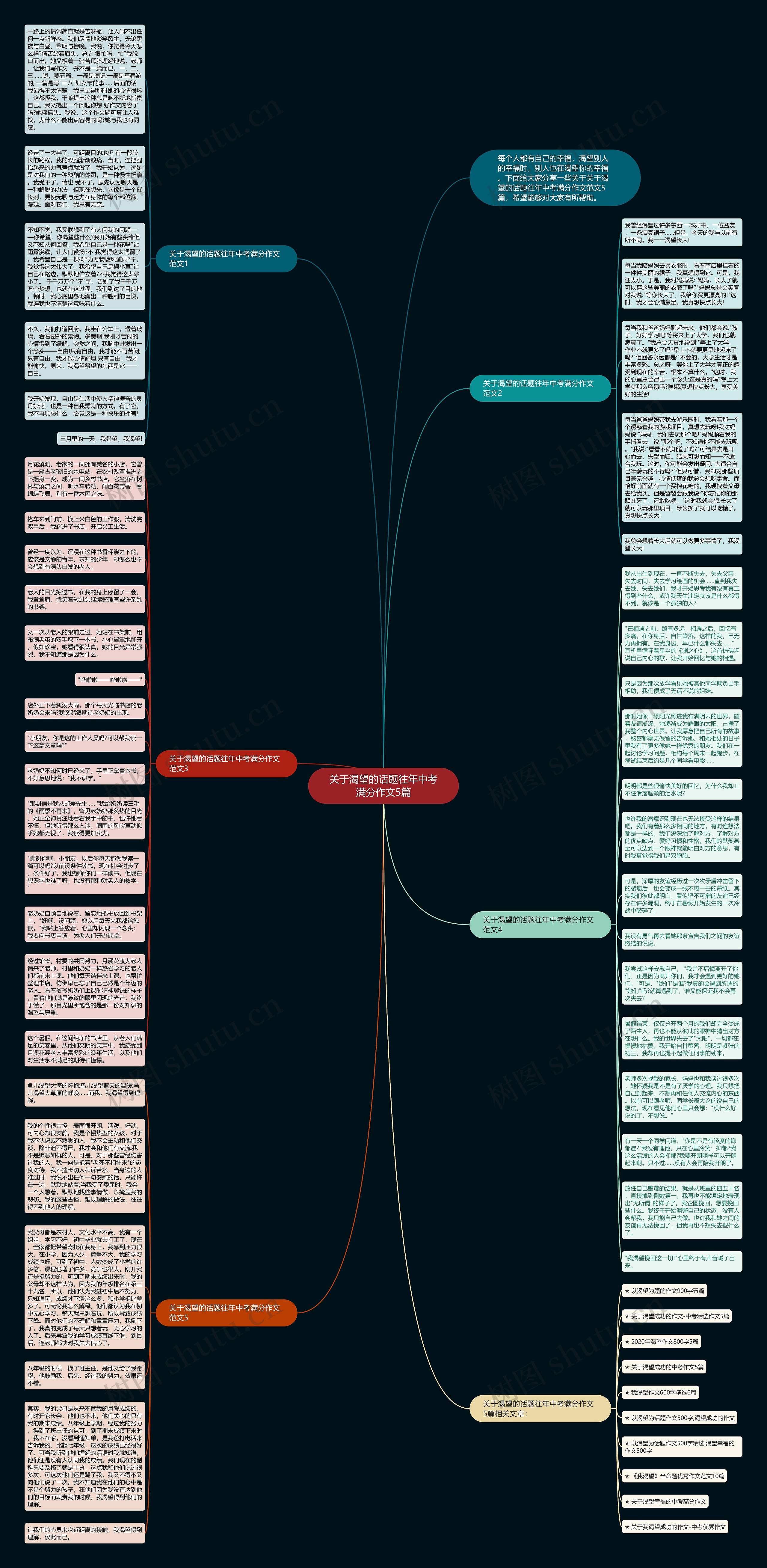 关于渴望的话题往年中考满分作文5篇思维导图