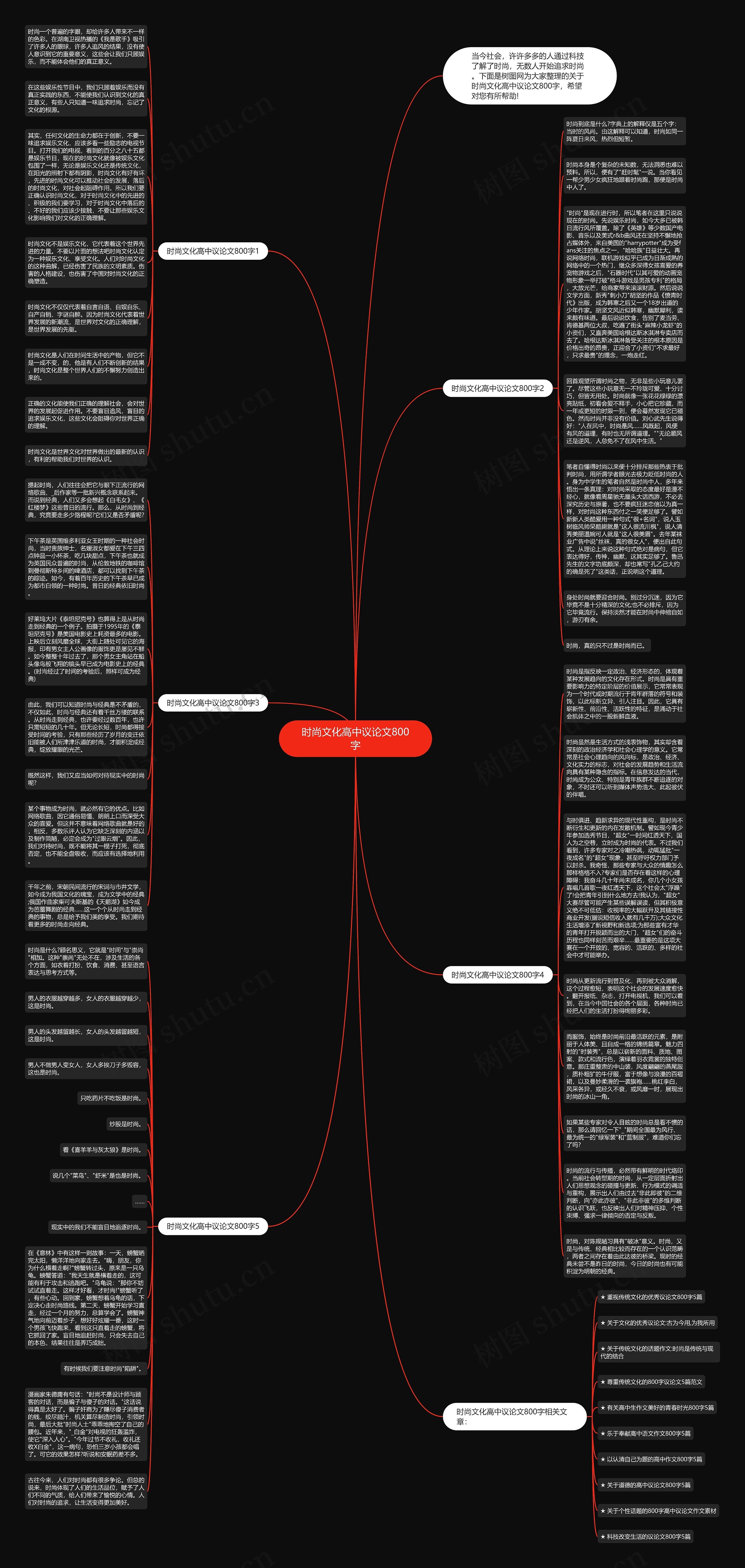 时尚文化高中议论文800字思维导图