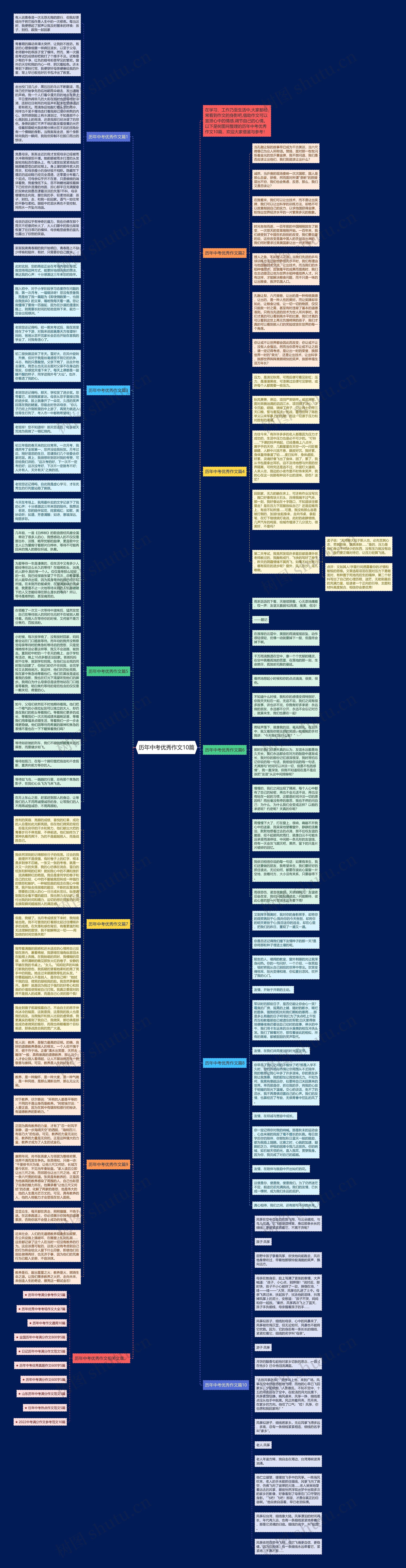 历年中考优秀作文10篇思维导图