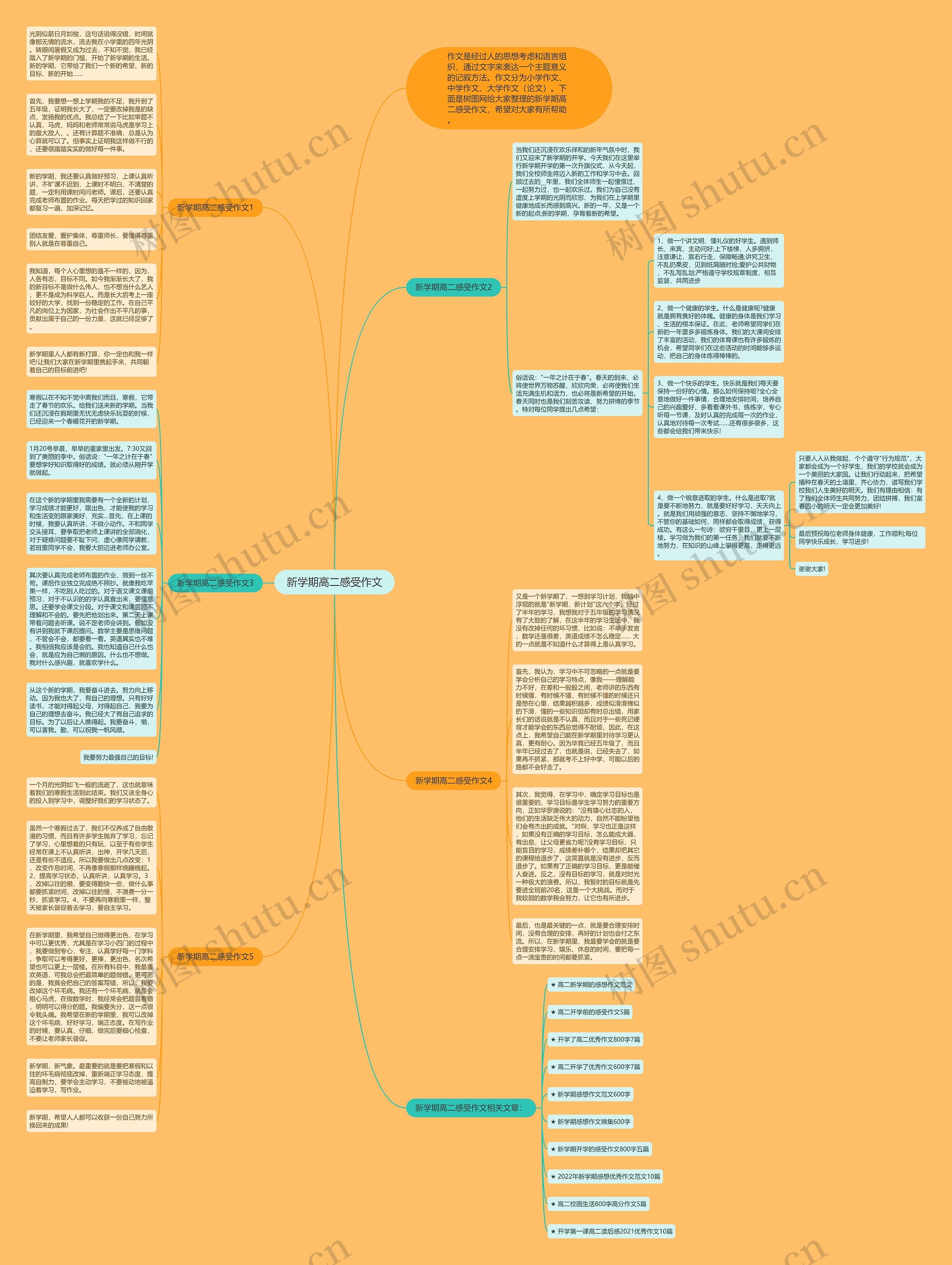新学期高二感受作文思维导图