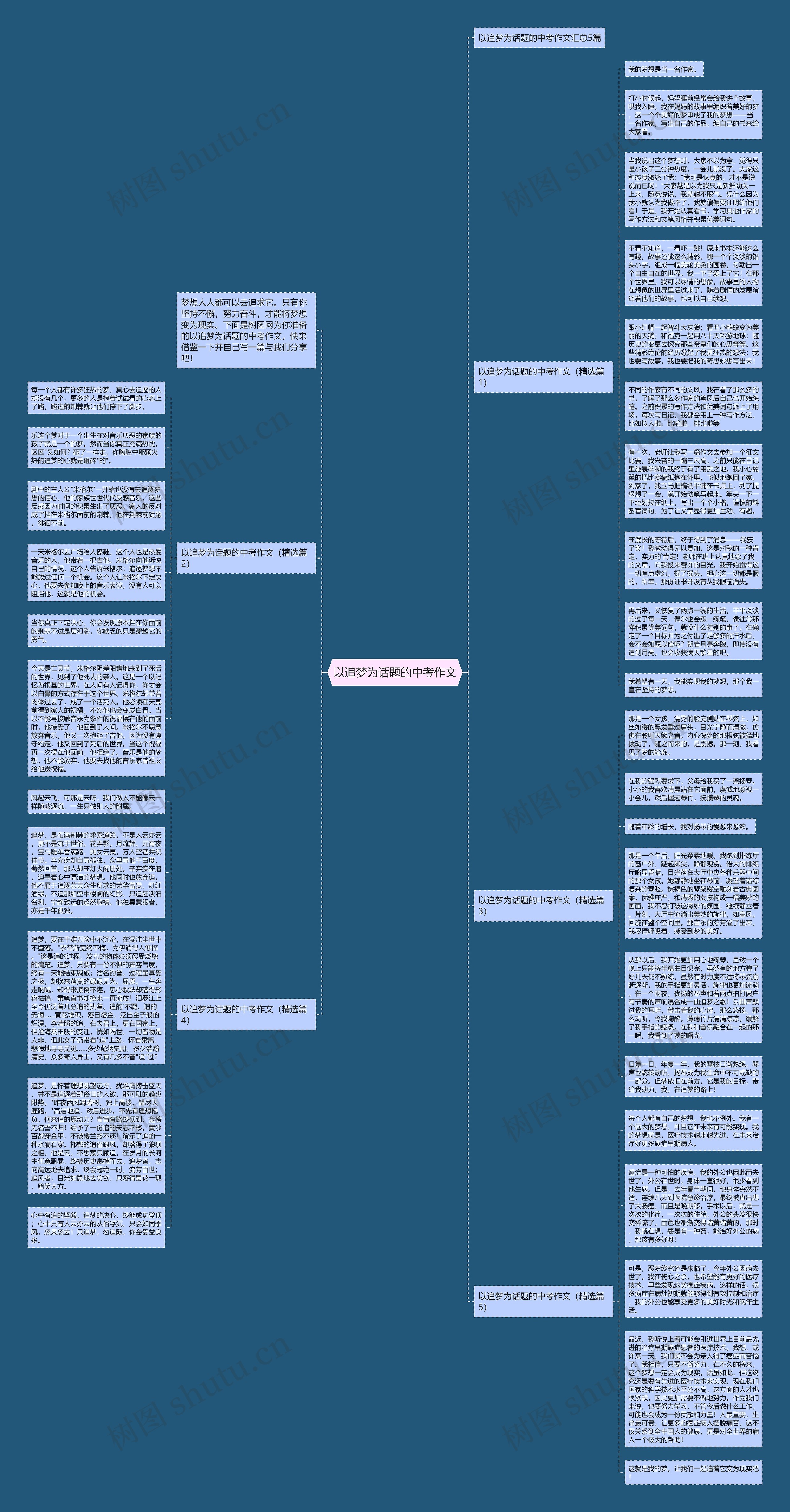 以追梦为话题的中考作文思维导图