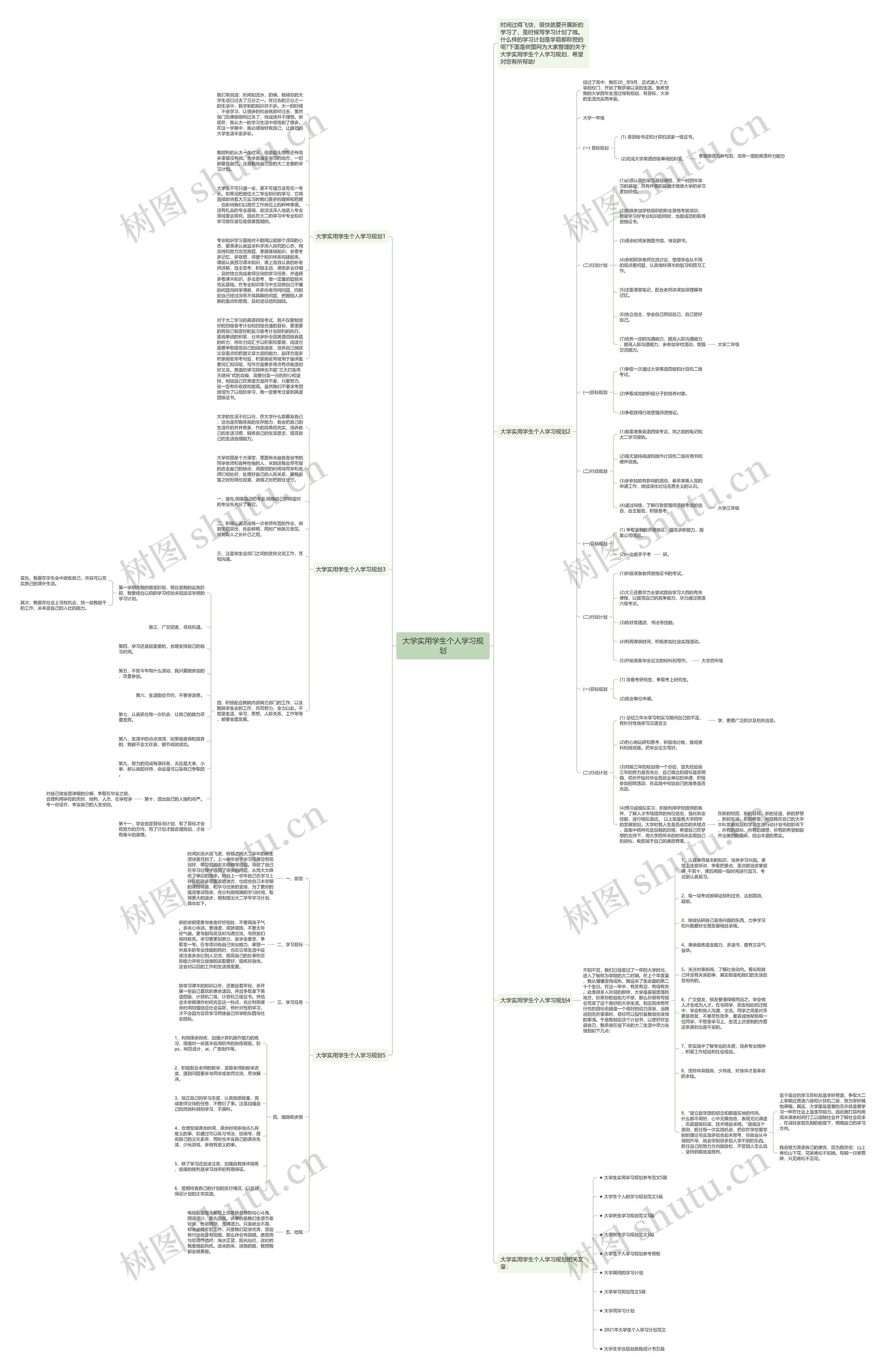 大学实用学生个人学习规划思维导图