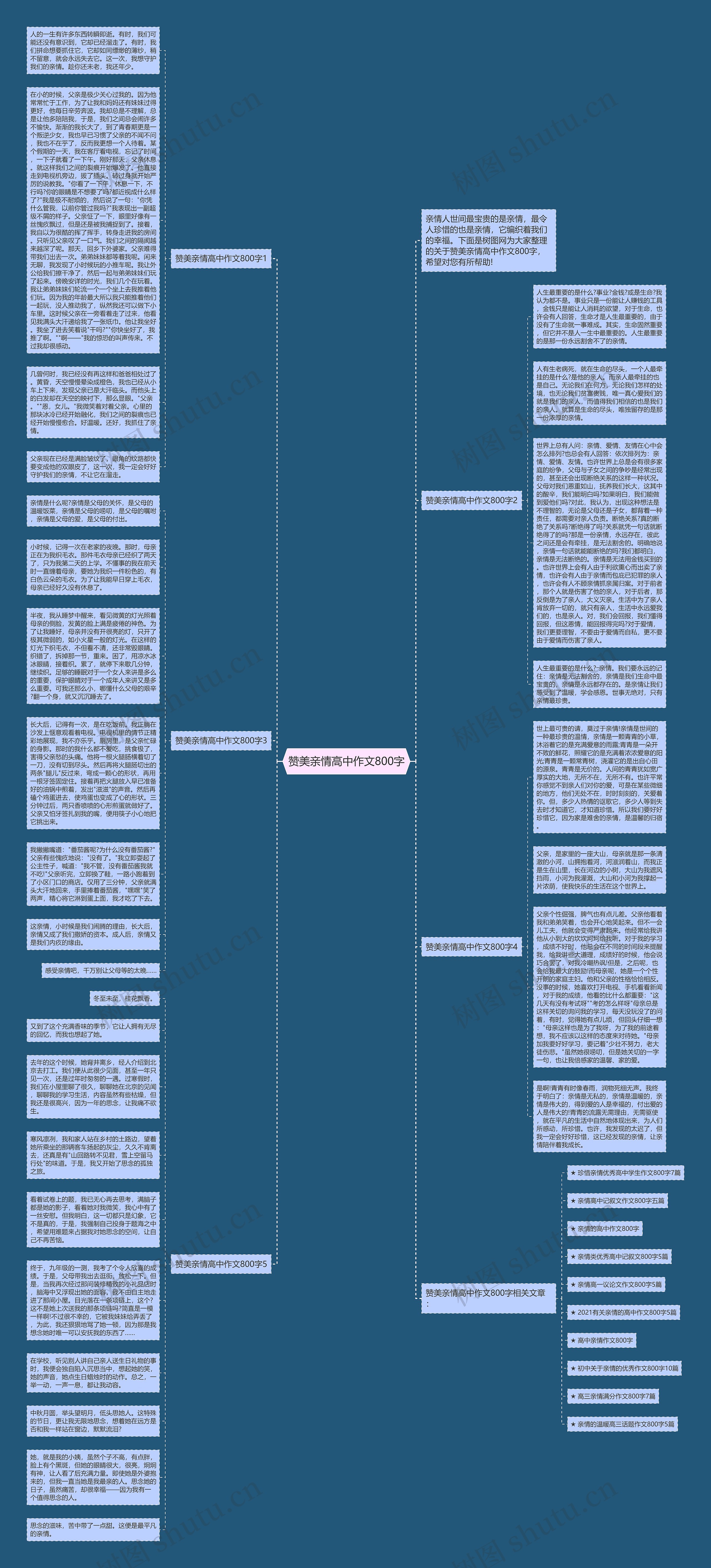 赞美亲情高中作文800字思维导图