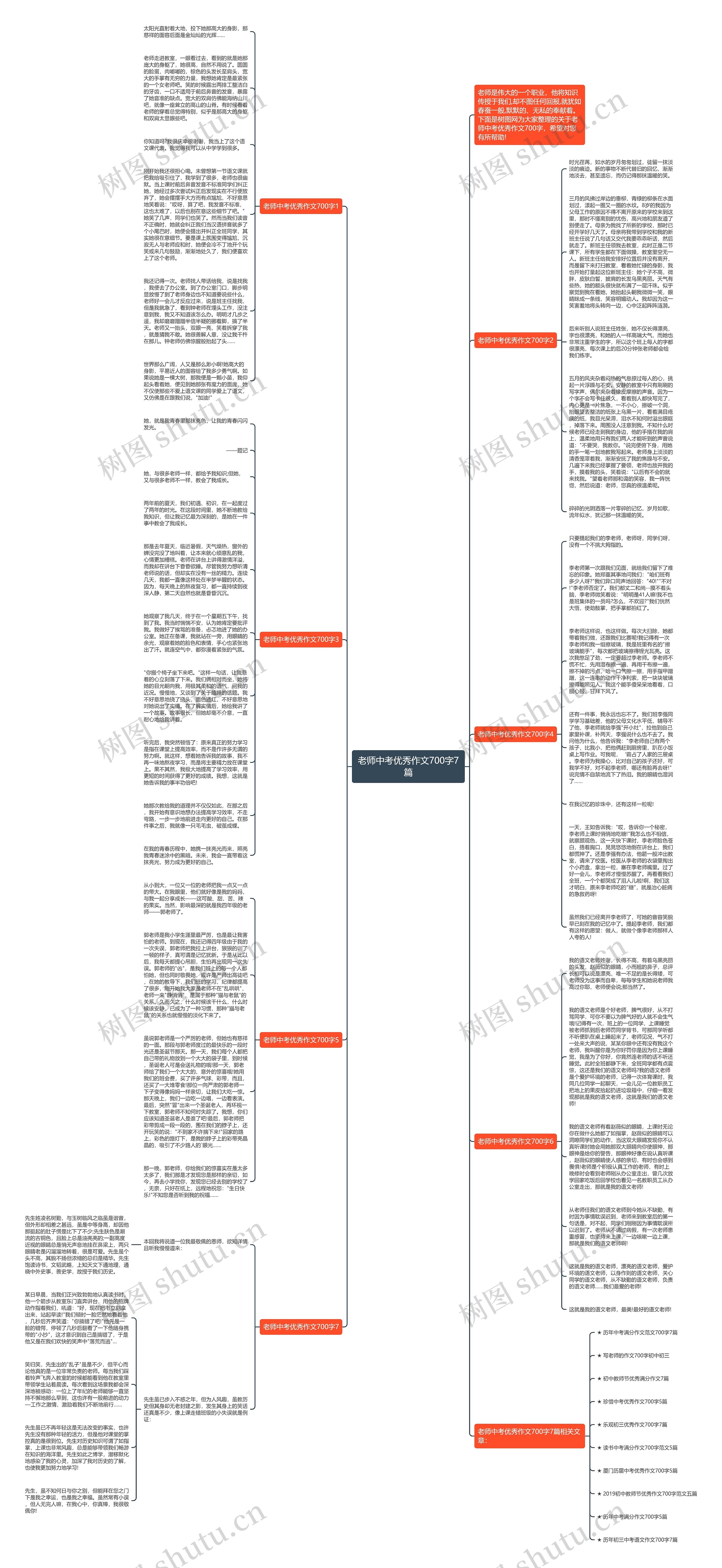 老师中考优秀作文700字7篇思维导图