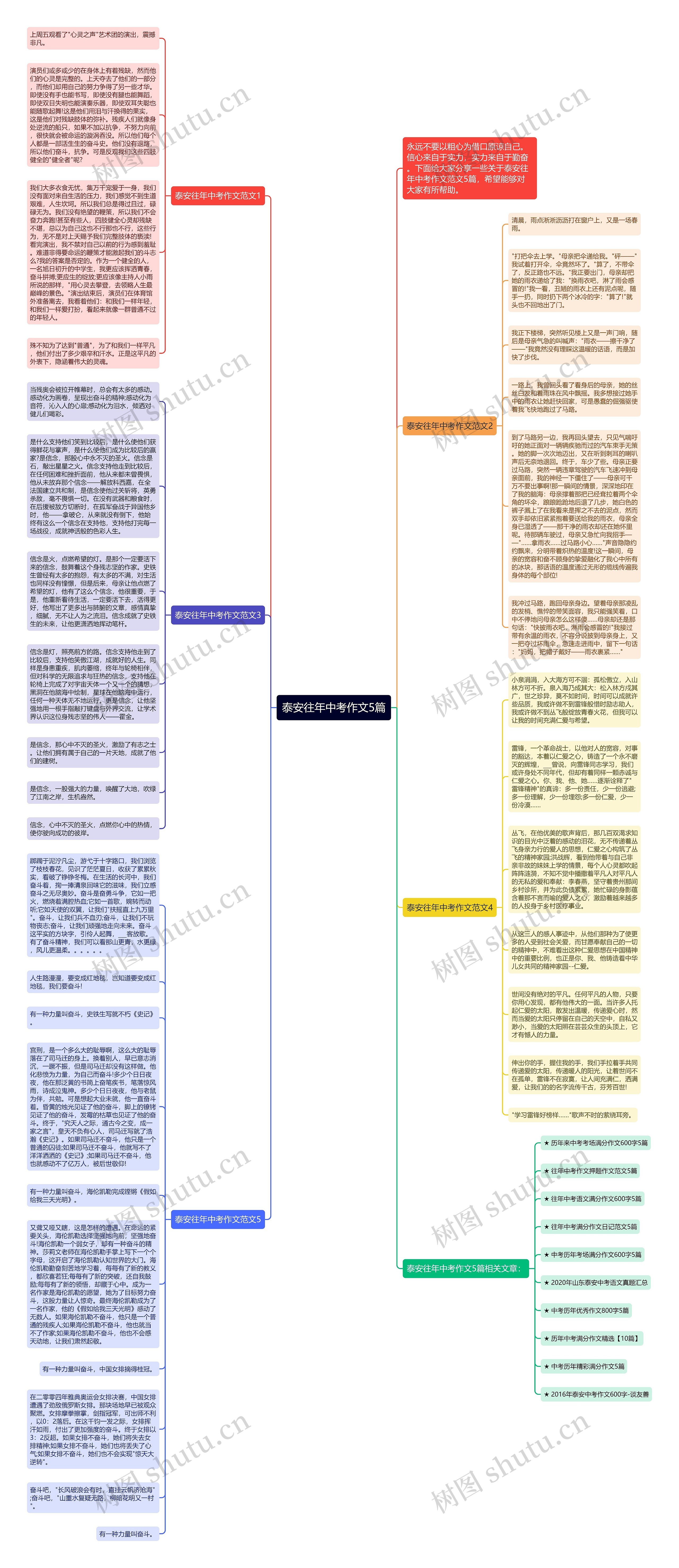 泰安往年中考作文5篇思维导图