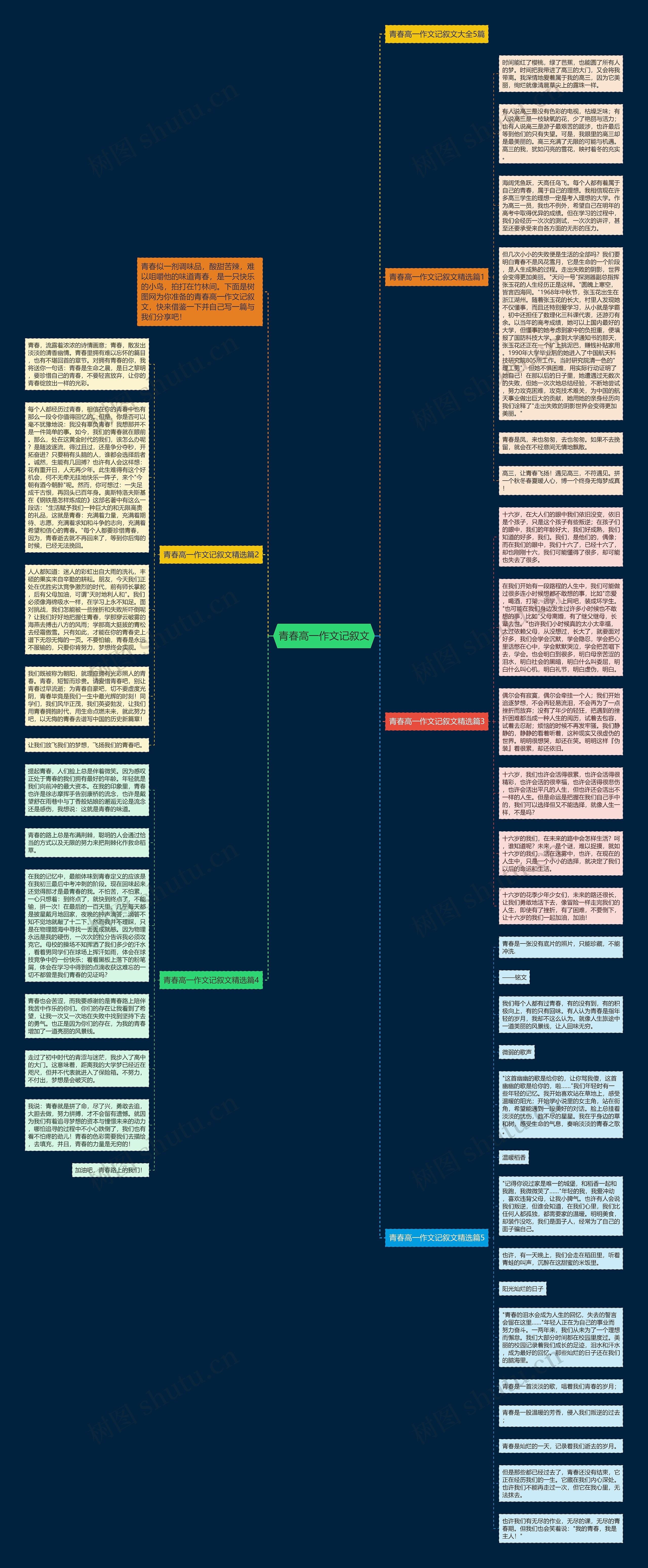 青春高一作文记叙文思维导图