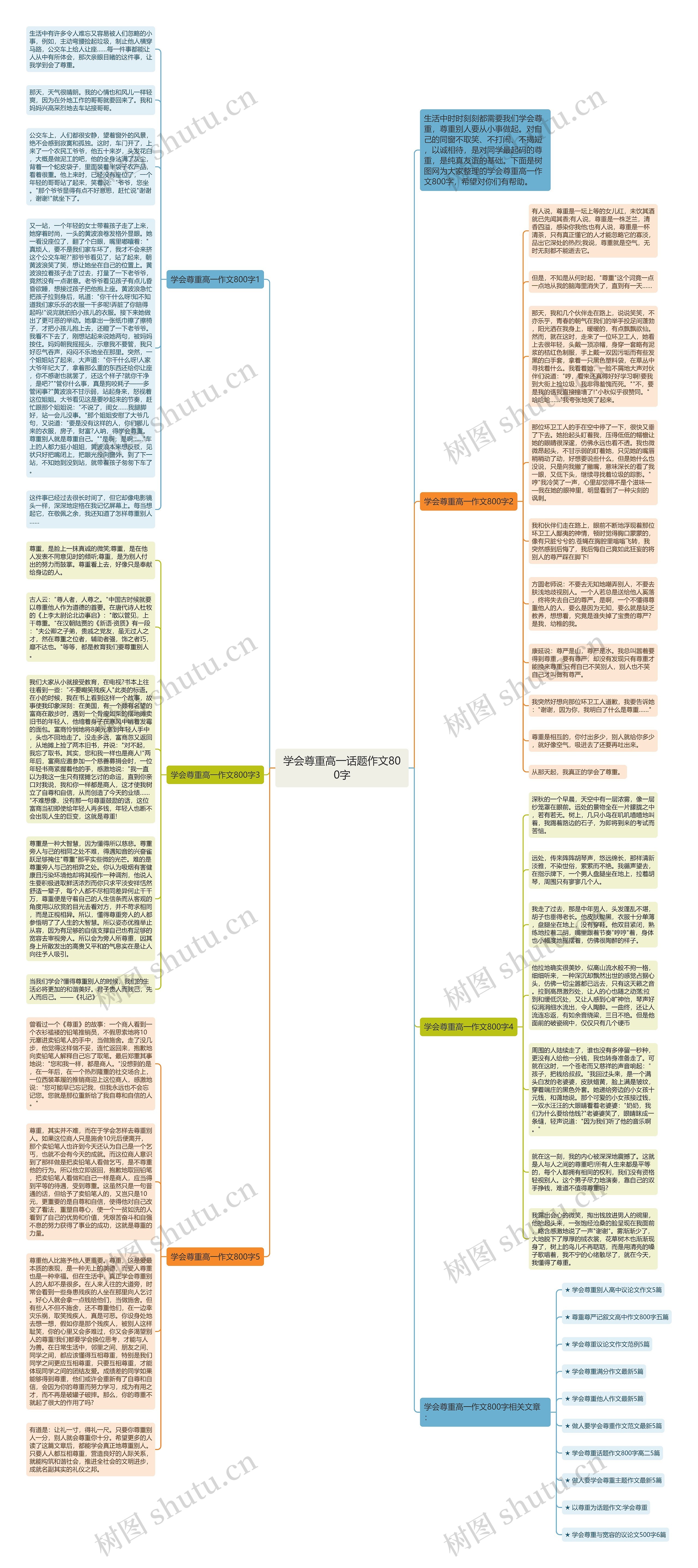 学会尊重高一话题作文800字思维导图