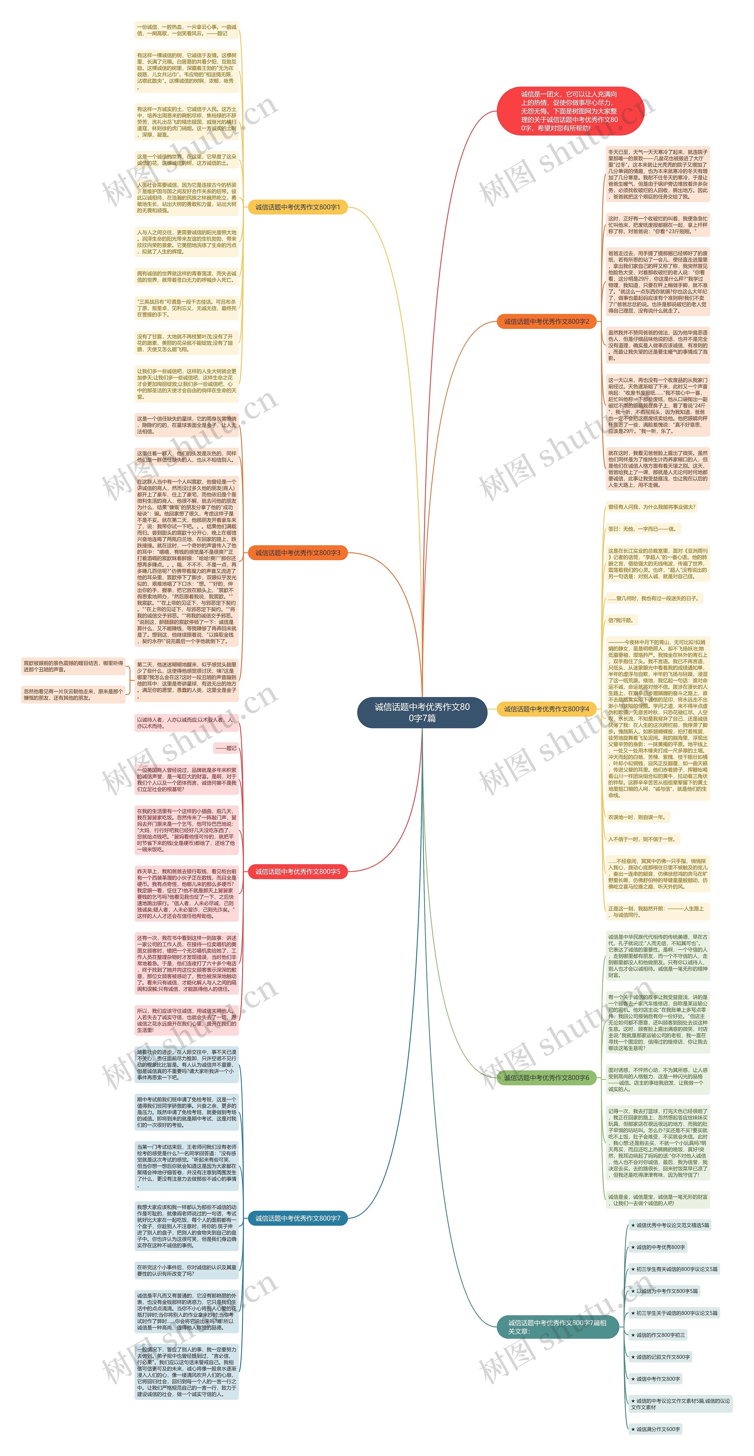 诚信话题中考优秀作文800字7篇思维导图