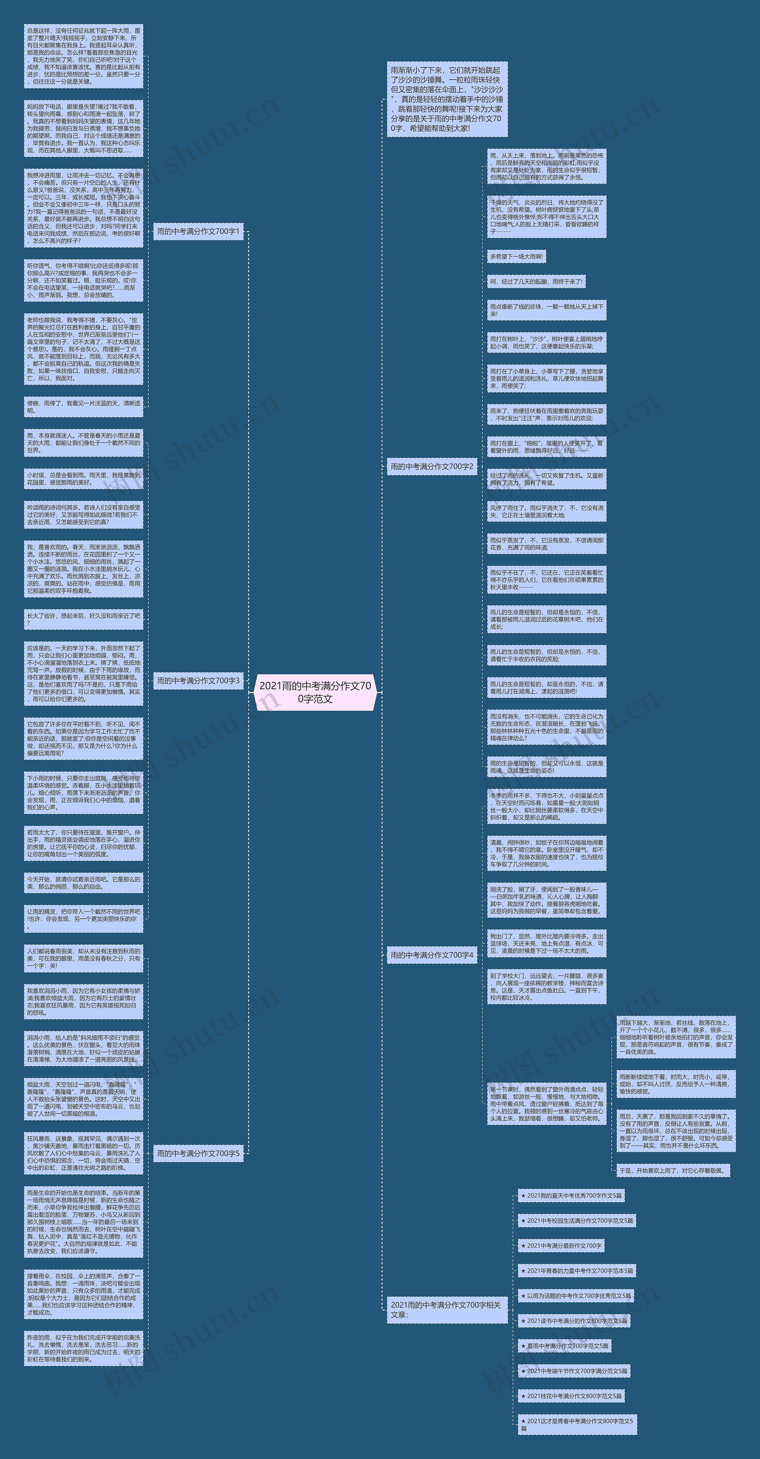 2021雨的中考满分作文700字范文思维导图