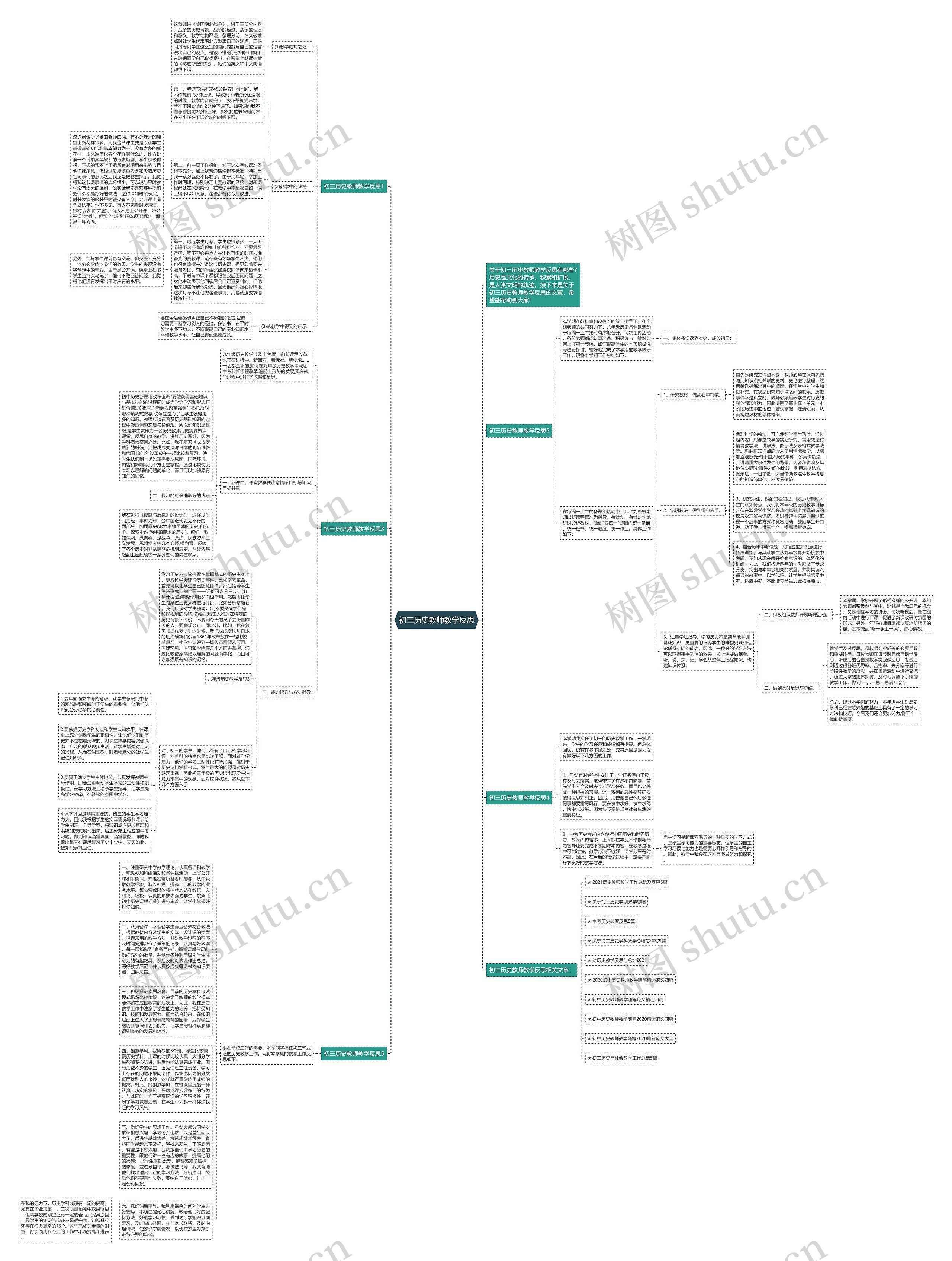 初三历史教师教学反思思维导图