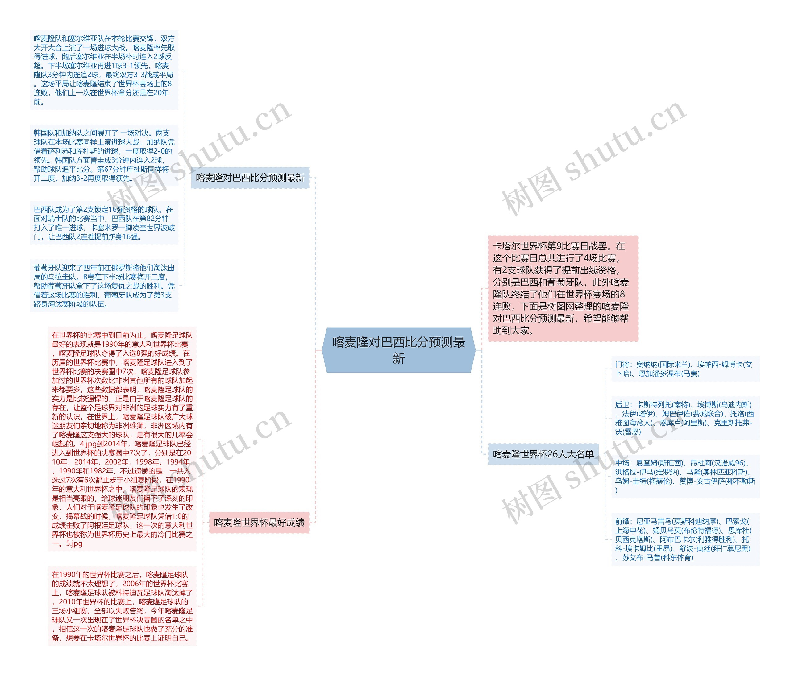 喀麦隆对巴西比分预测最新思维导图